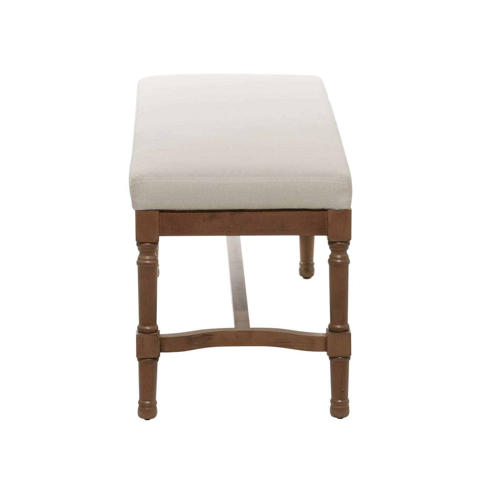 Brown Wood & Linen Traditional Bench