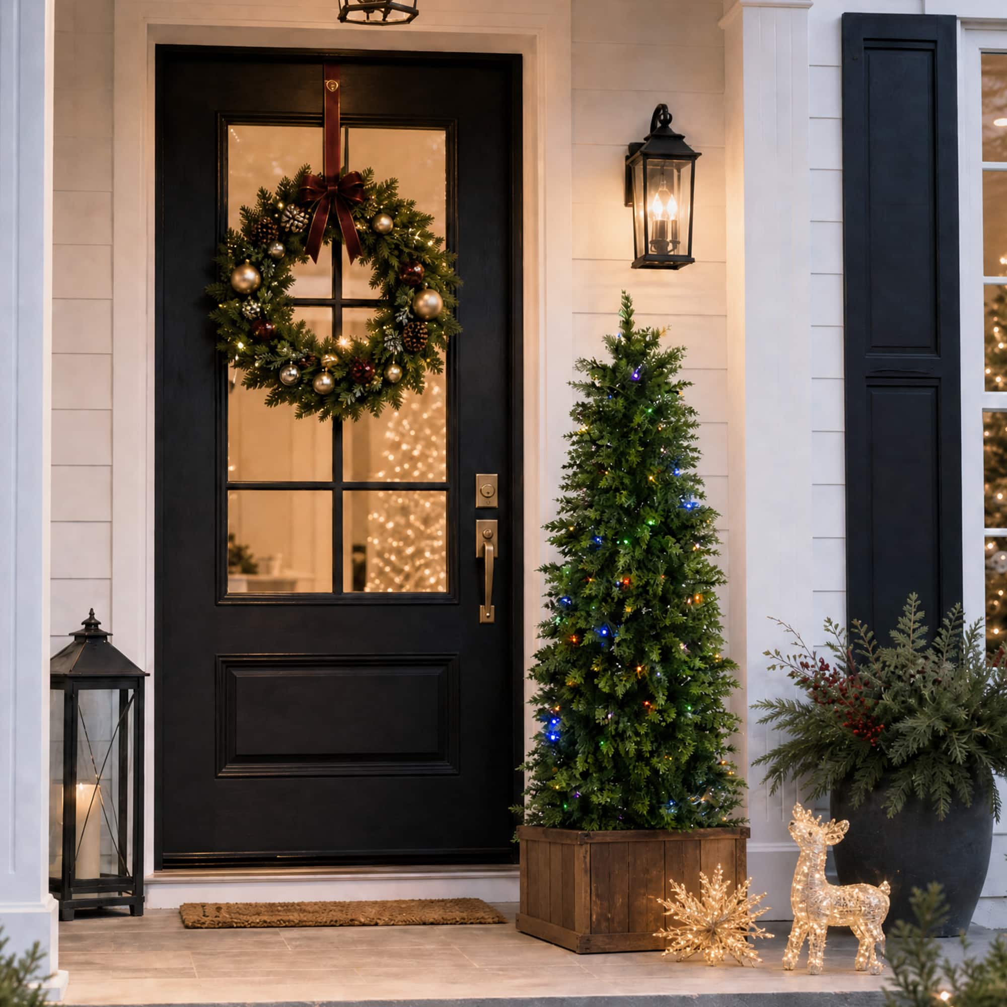 Glitzhome® 5ft. Pre-Lit Cypress Christmas Tree, Twinkling Lights