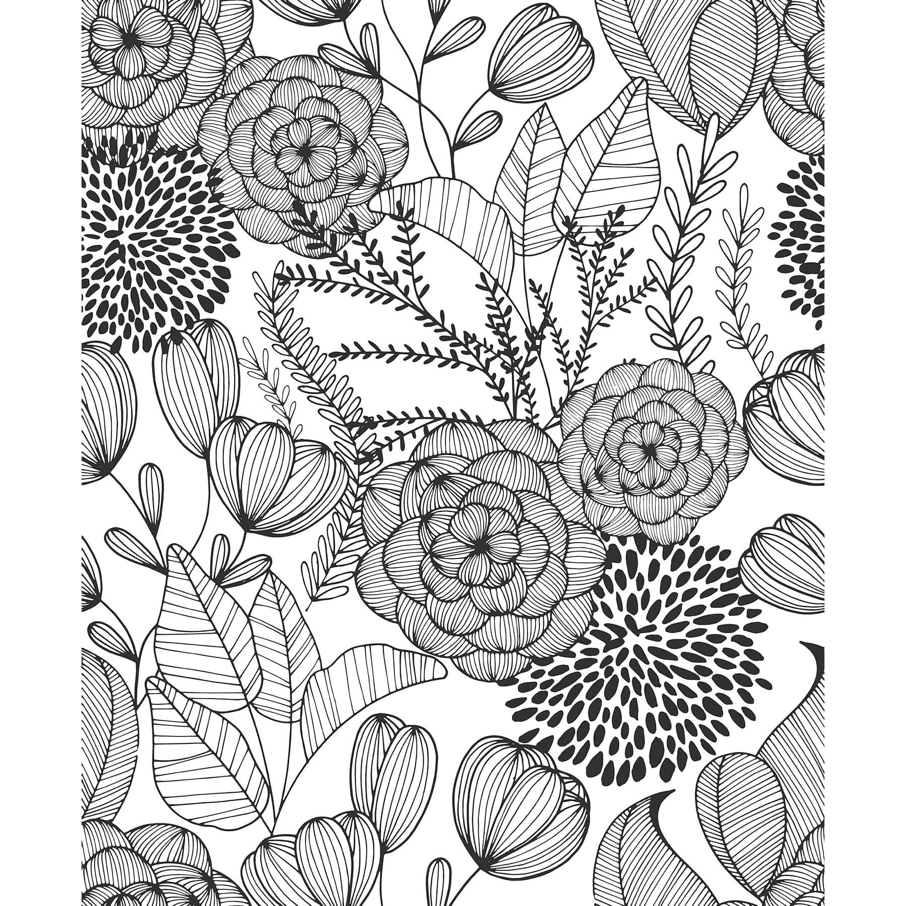 NuWallpaper Black Secret Garden Peel & Stick Wallpaper