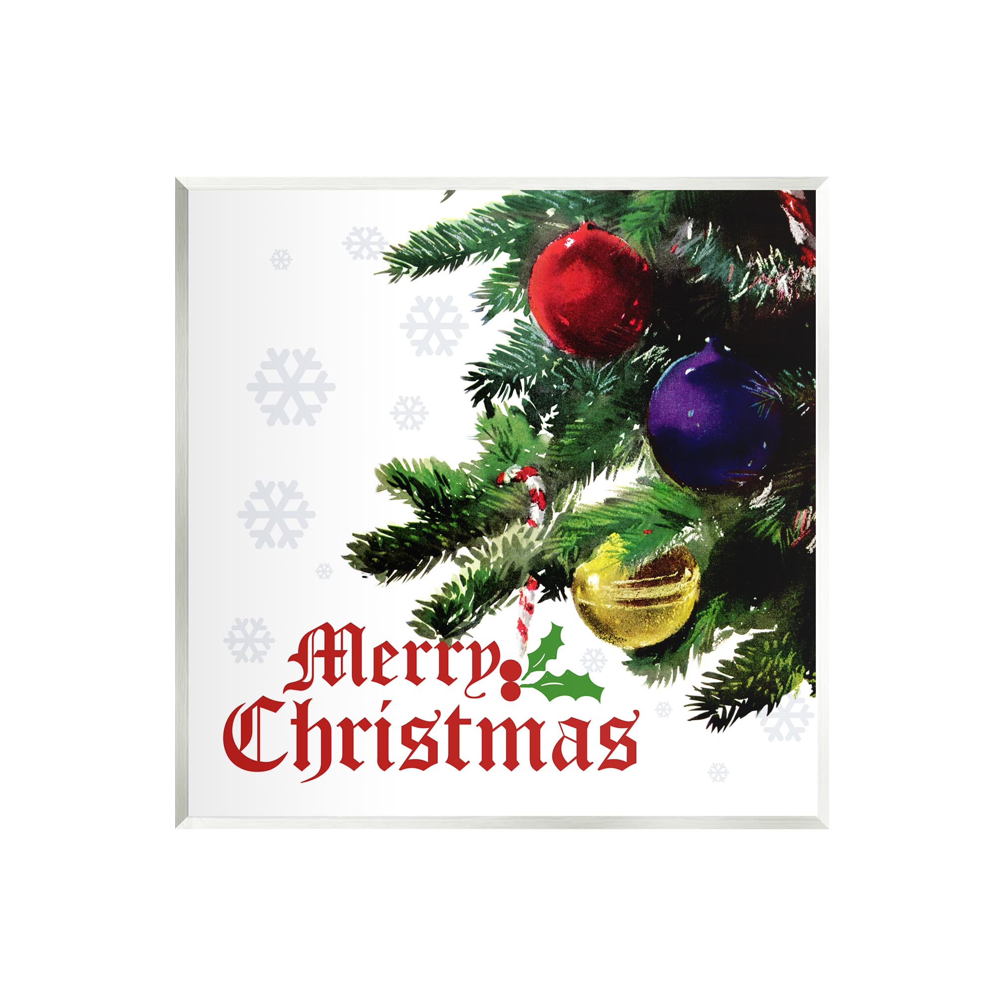 Stupell Industries Merry Christmas Snowflake Pattern Wall Plaque Art