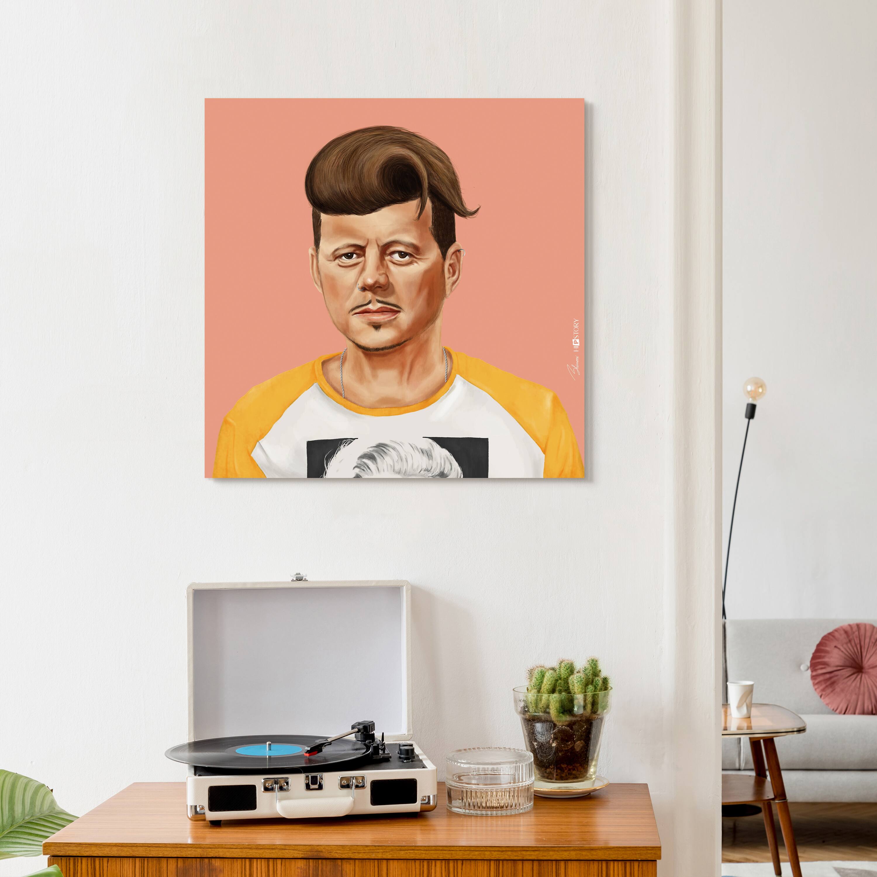 Empire Art Direct Hipstory™ 24" x 24" Hip John Kennedy Frameless Free Floating Printed Tempered Glass Wall Art