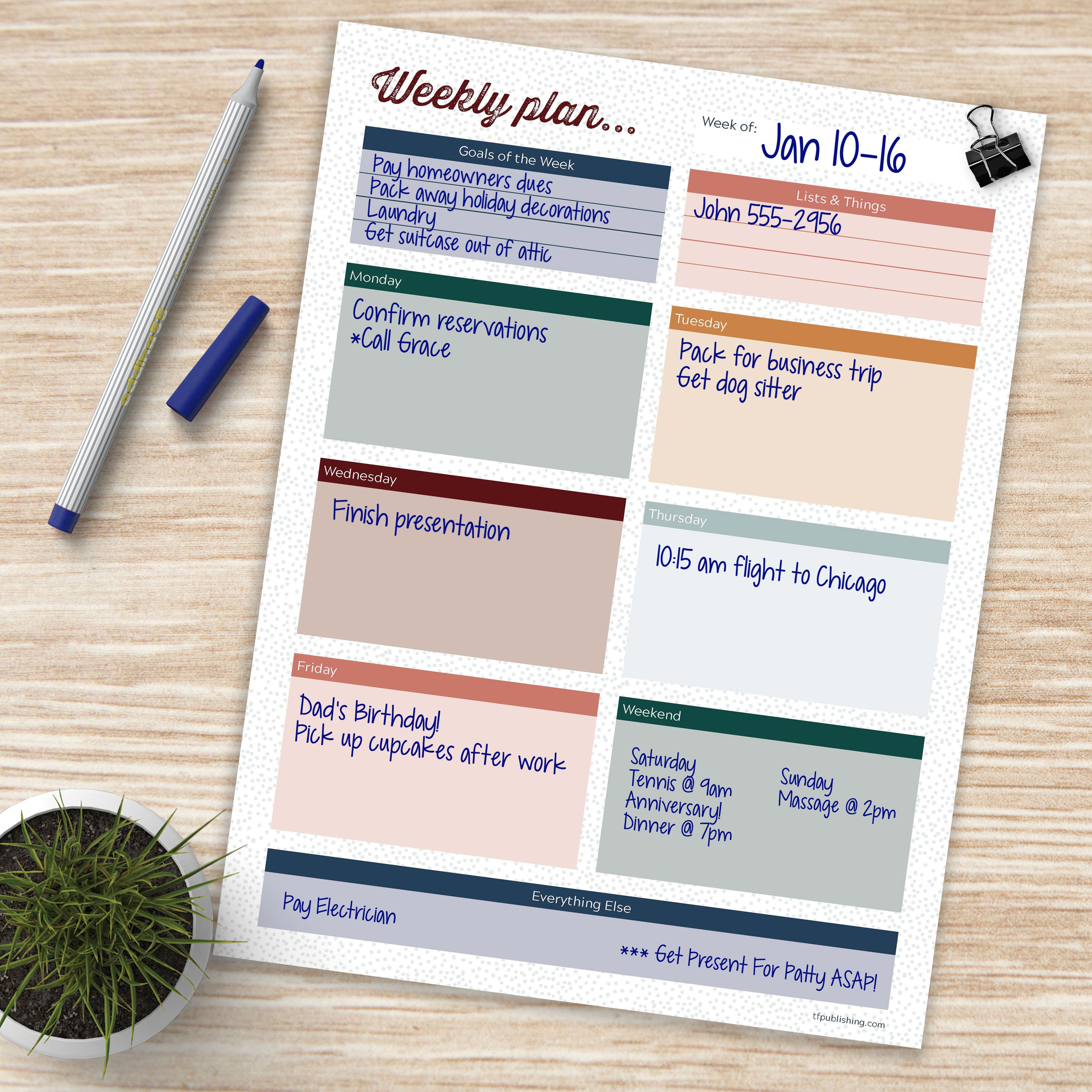 TF Publishing Boho Design Large Weekly Task Planner Desk Pad