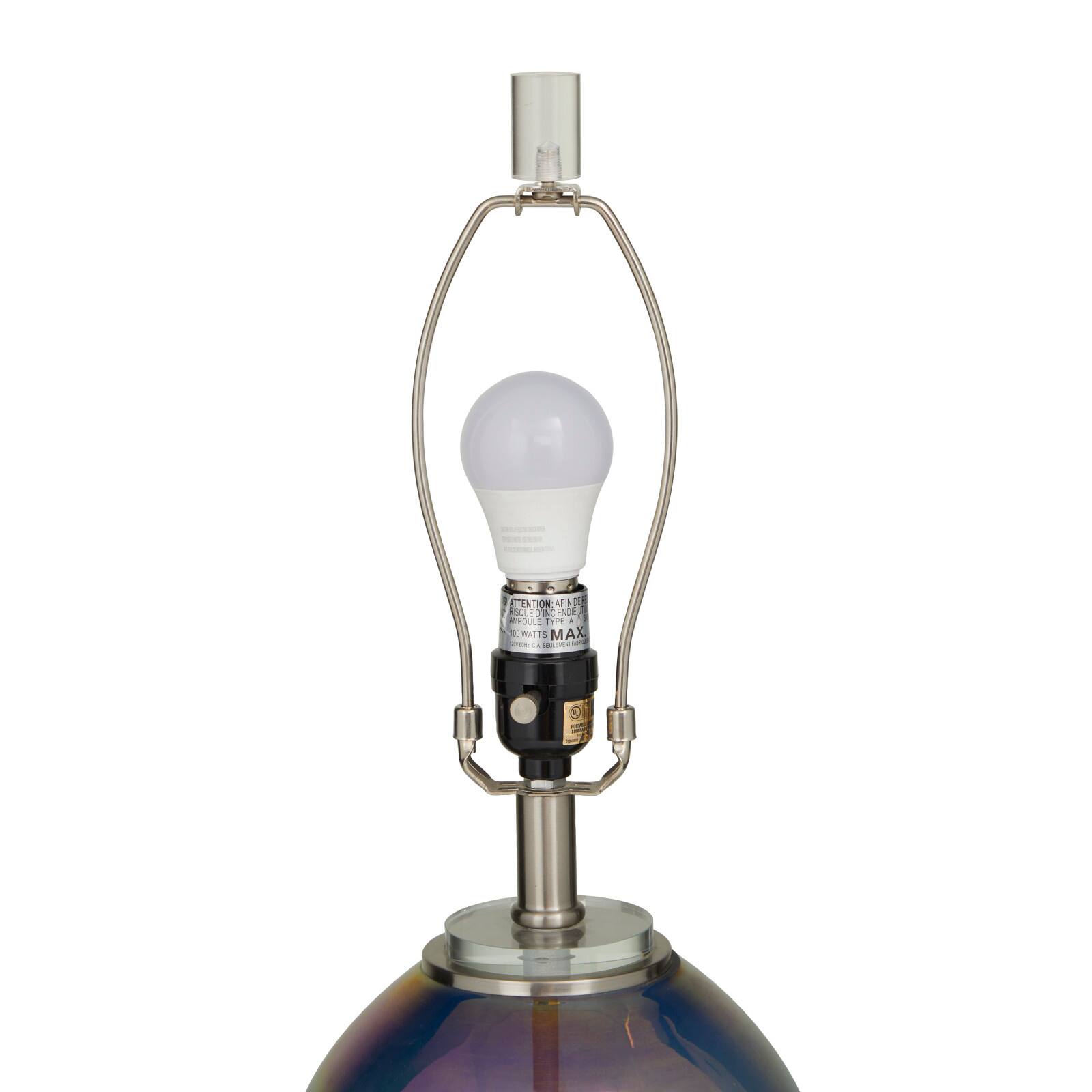 Blue Glass Table Lamp Set of 2 14", 23"