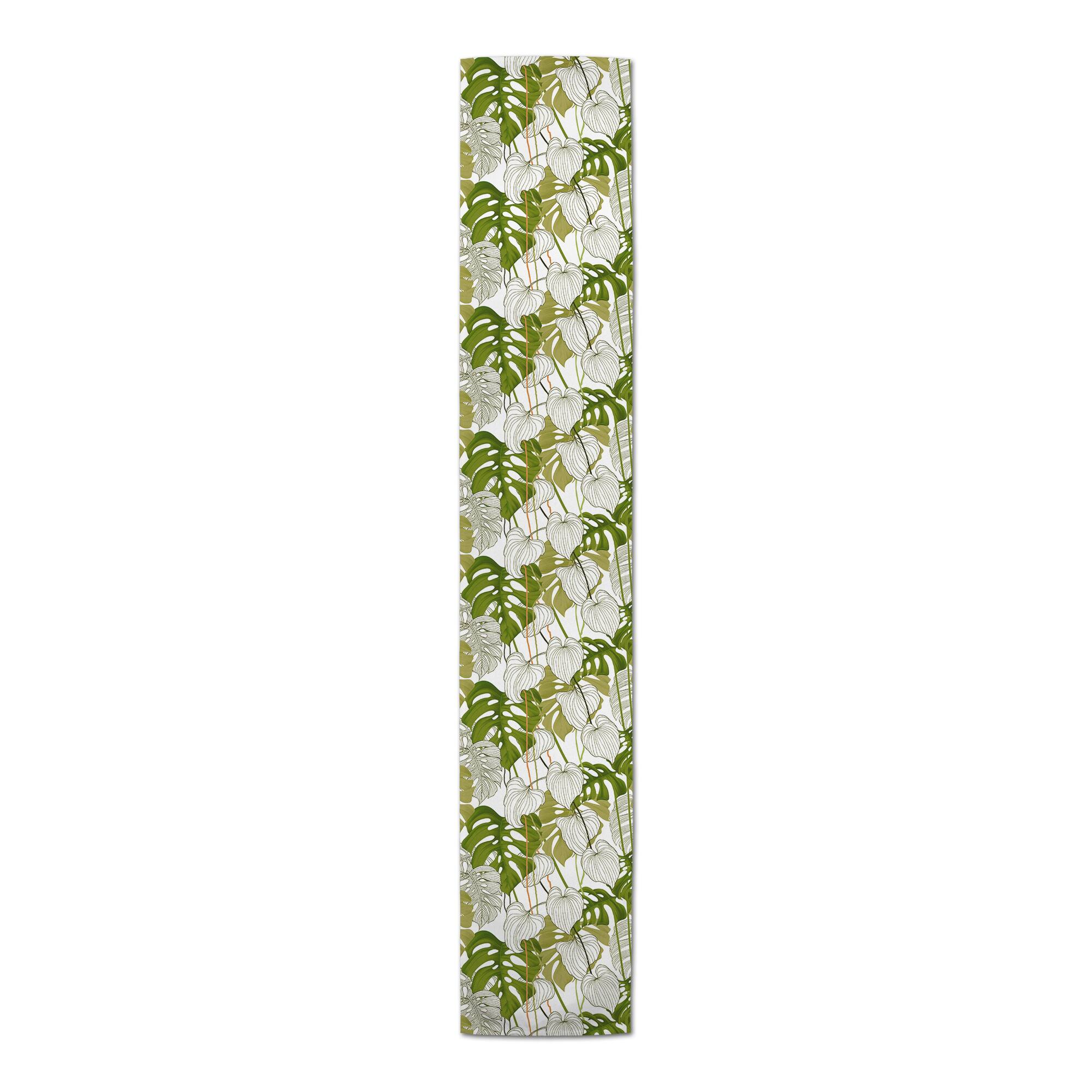 Yellow Green Monstera 16" x 90" Cotton Twill Runner