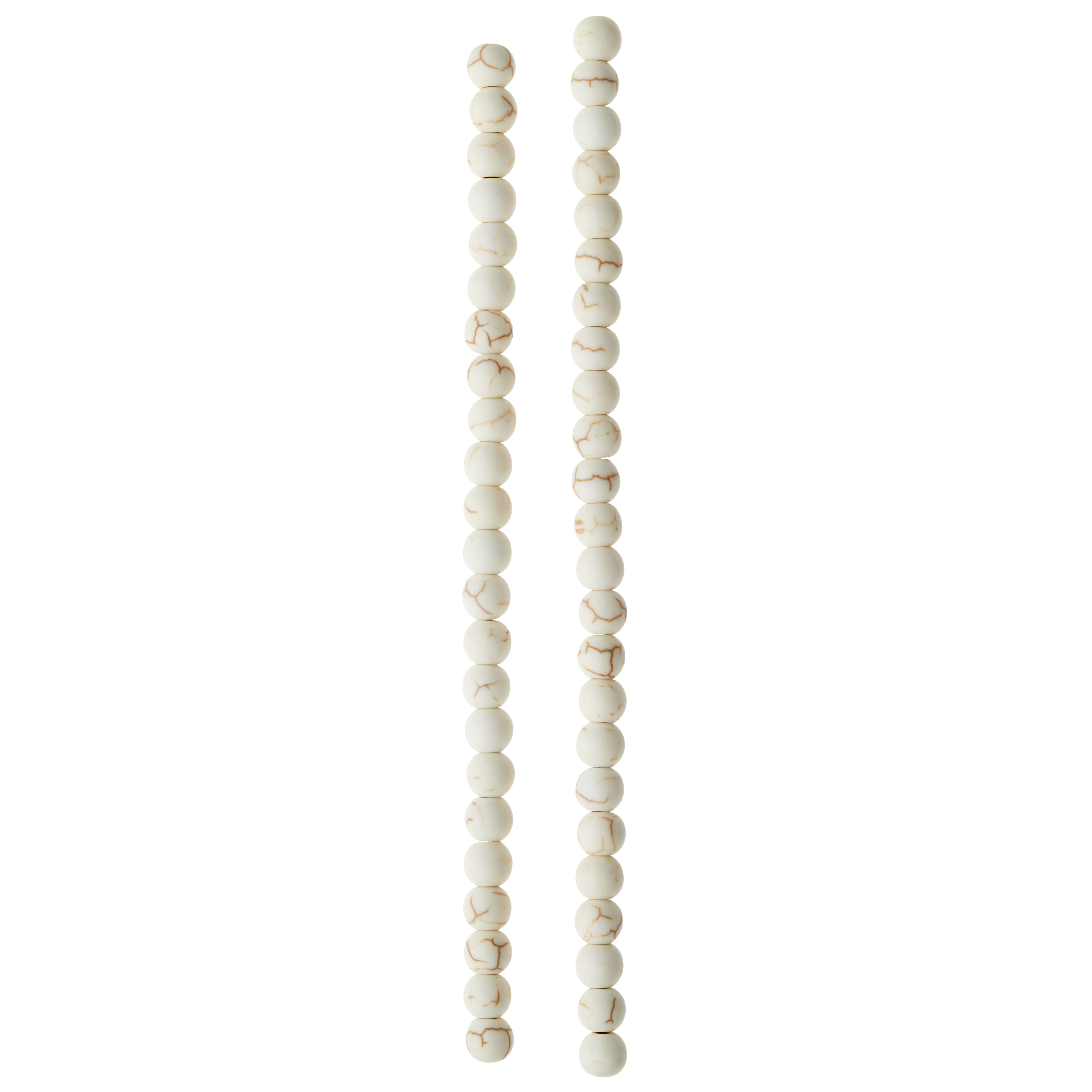 12 Pack:  White Crackle Dyed Howlite Round Beads, 6mm by Bead Landing™