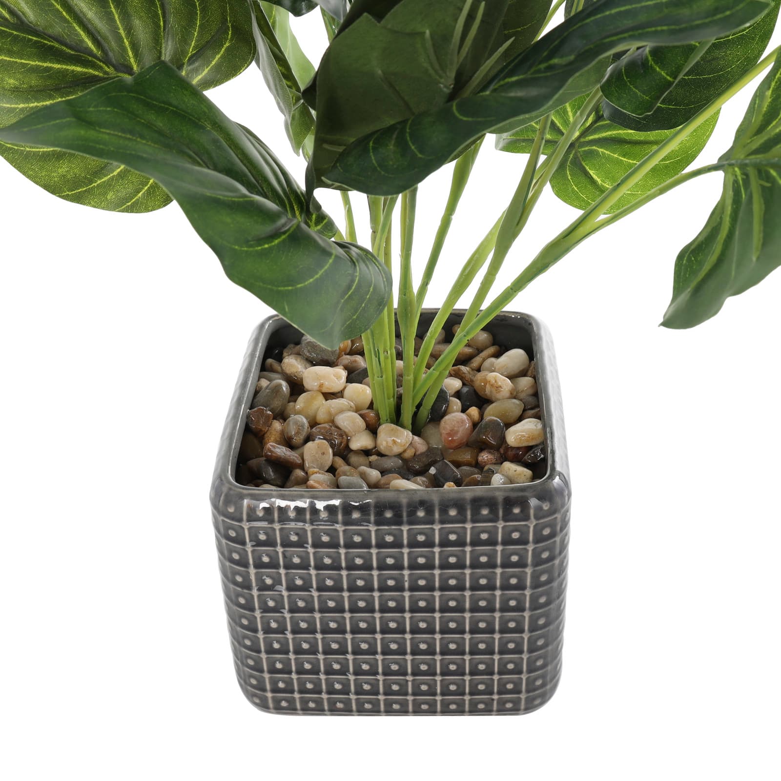 20" Green Foliage Artificial Plant with Black Ceramic Pot