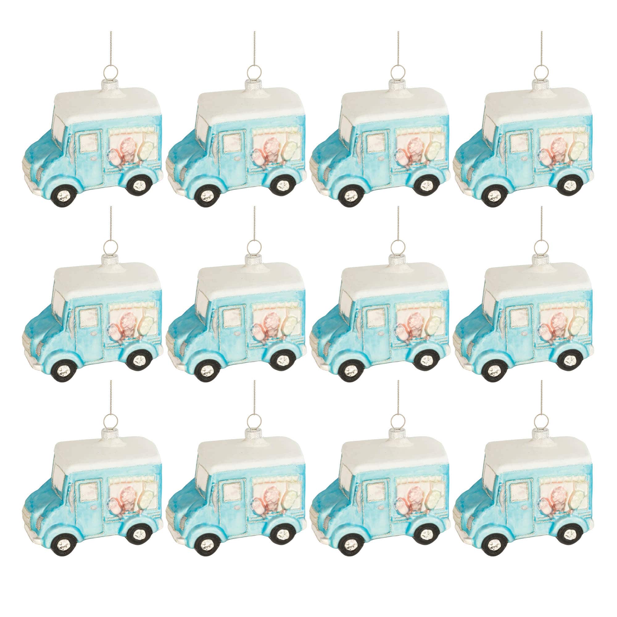 4" Glass Ice Cream Truck Ornaments, 12ct.