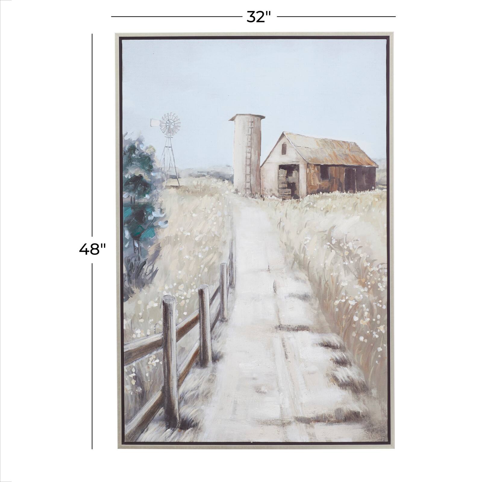 Brown Polystone Modern Farmhouse Framed Wall Art, 48" x 32" x 2"