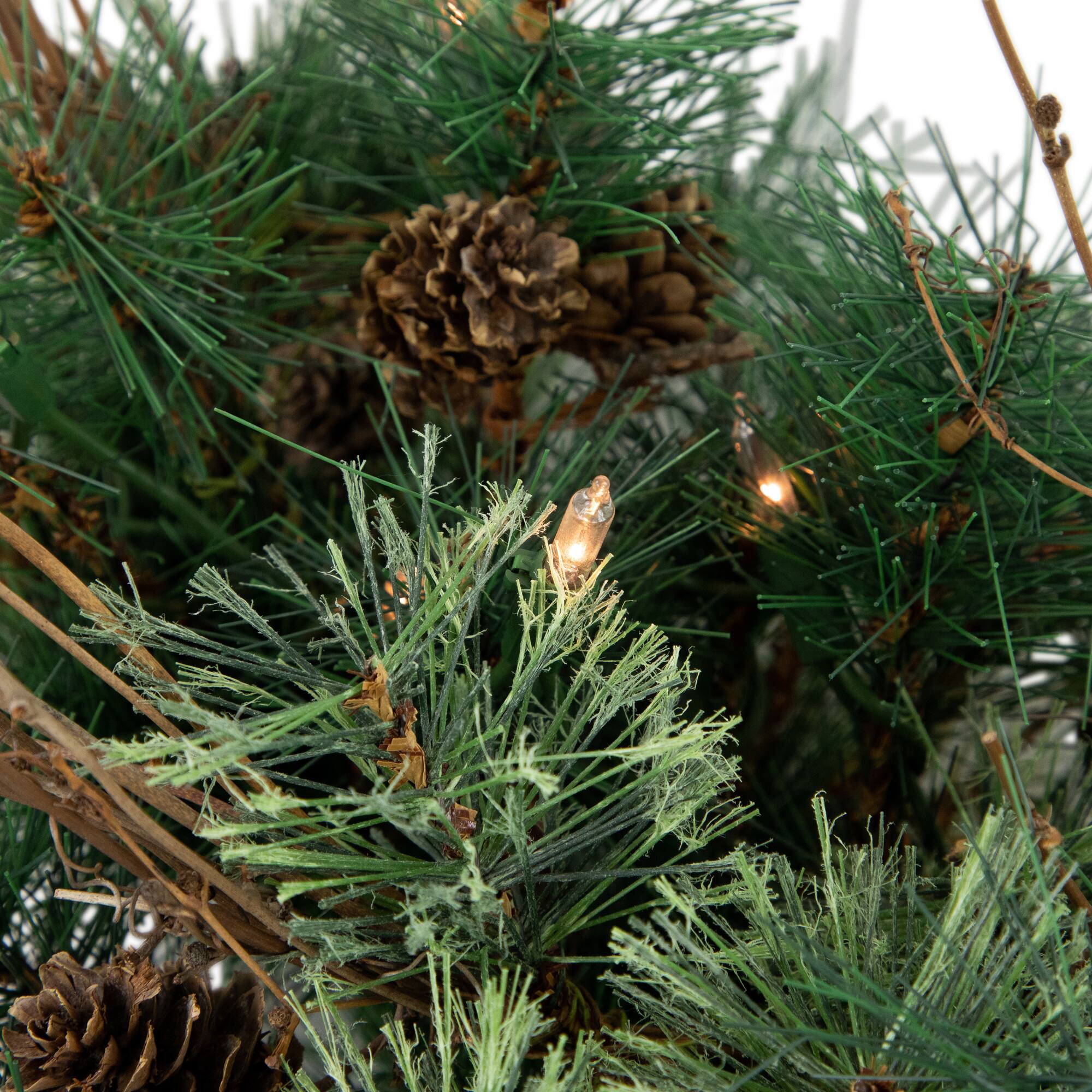 2ft. Pre-Lit Country Mixed Pine Artificial Christmas Wall Tree, Clear Lights