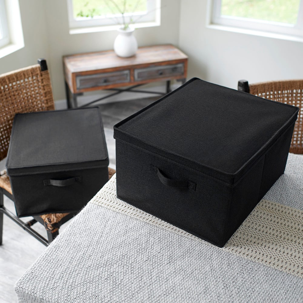 Household Essentials Fabric Storage Bin with Lid, 2ct.
