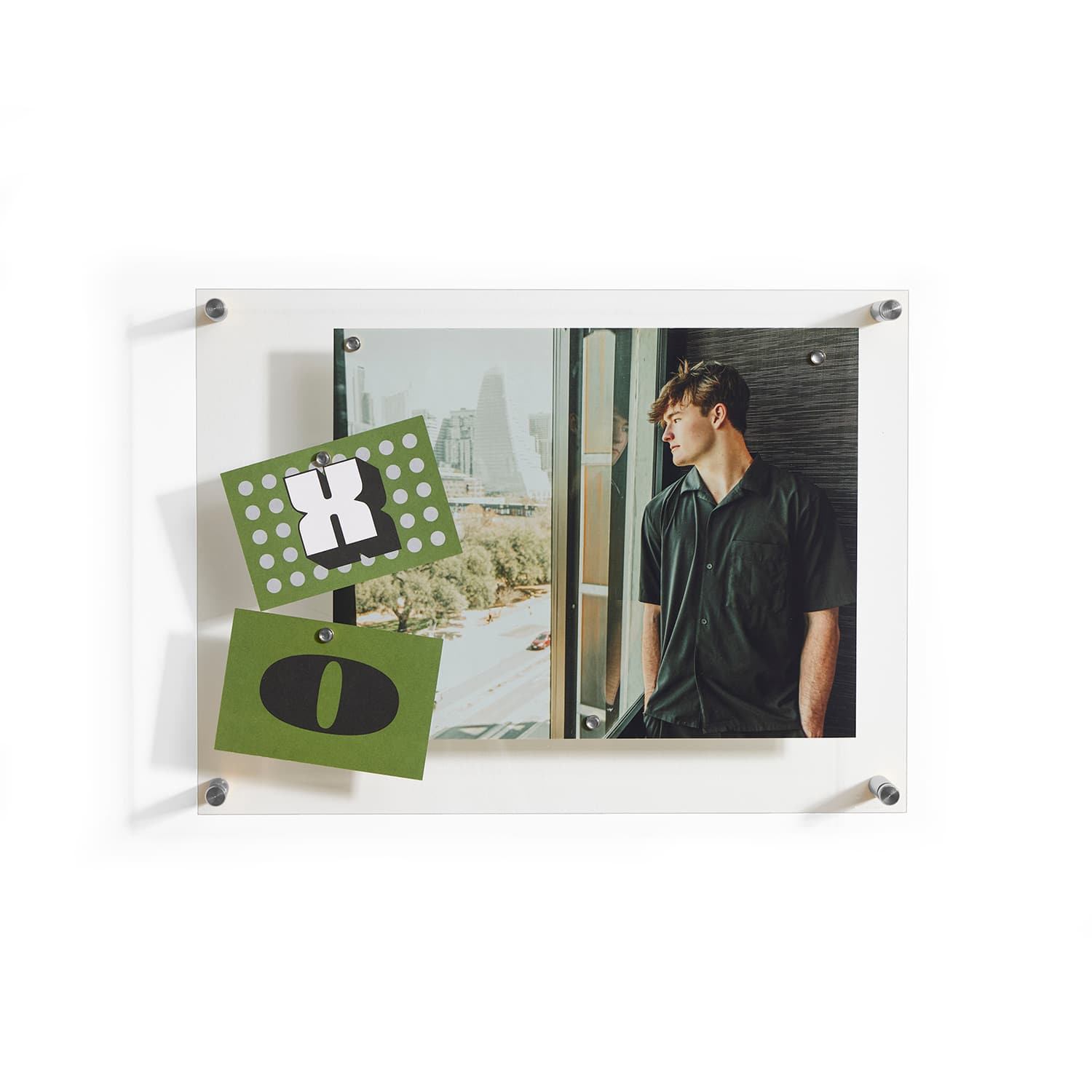 Wexel Art Easy Change Memo Board + Magnets with Silver Hardware