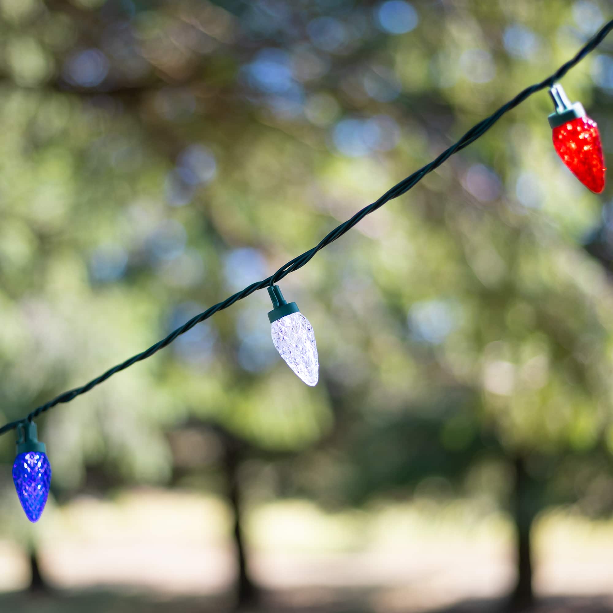 22 Gauge Patriotic LED C9 Faceted Christmas Light Wire
