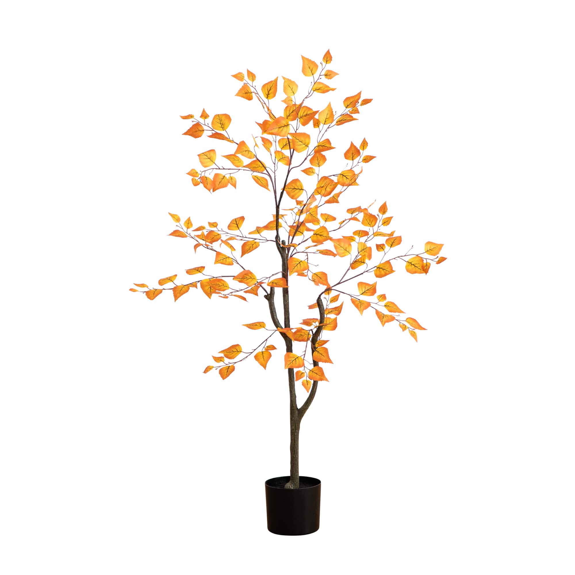 4ft. Orange Autumn Birch Leaf Artificial Potted Tree