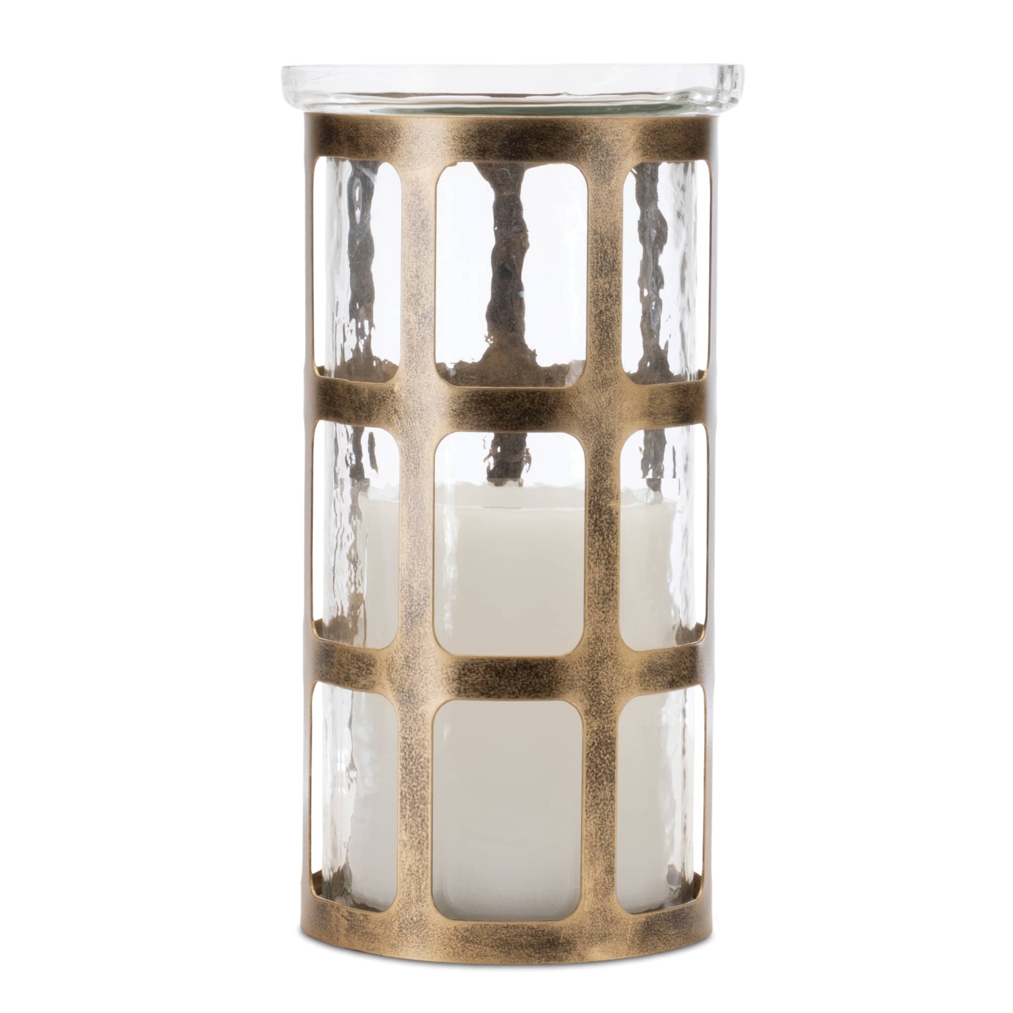 9.5" Wavy Glass & Metal Candle Holder