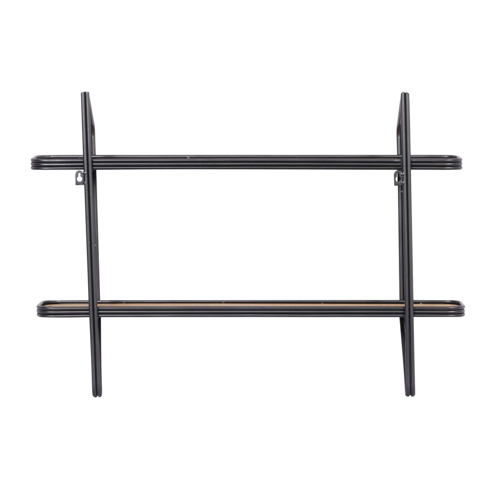 Black Iron and Wood Industrial Wall Shelves, 23" x 32" x 6"