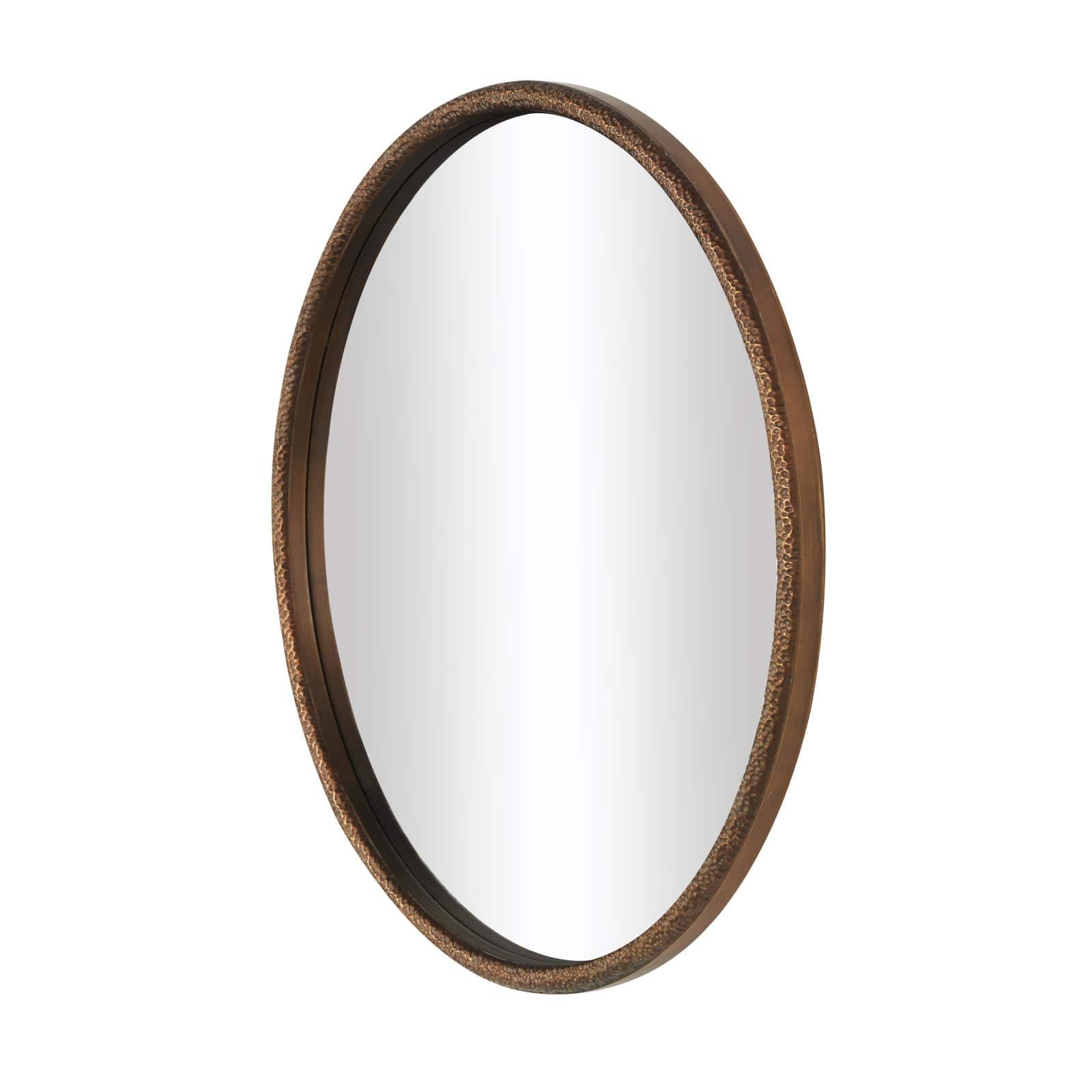 34" Copper Resin Weathered Spotted Wall Mirror with Hammered Texture