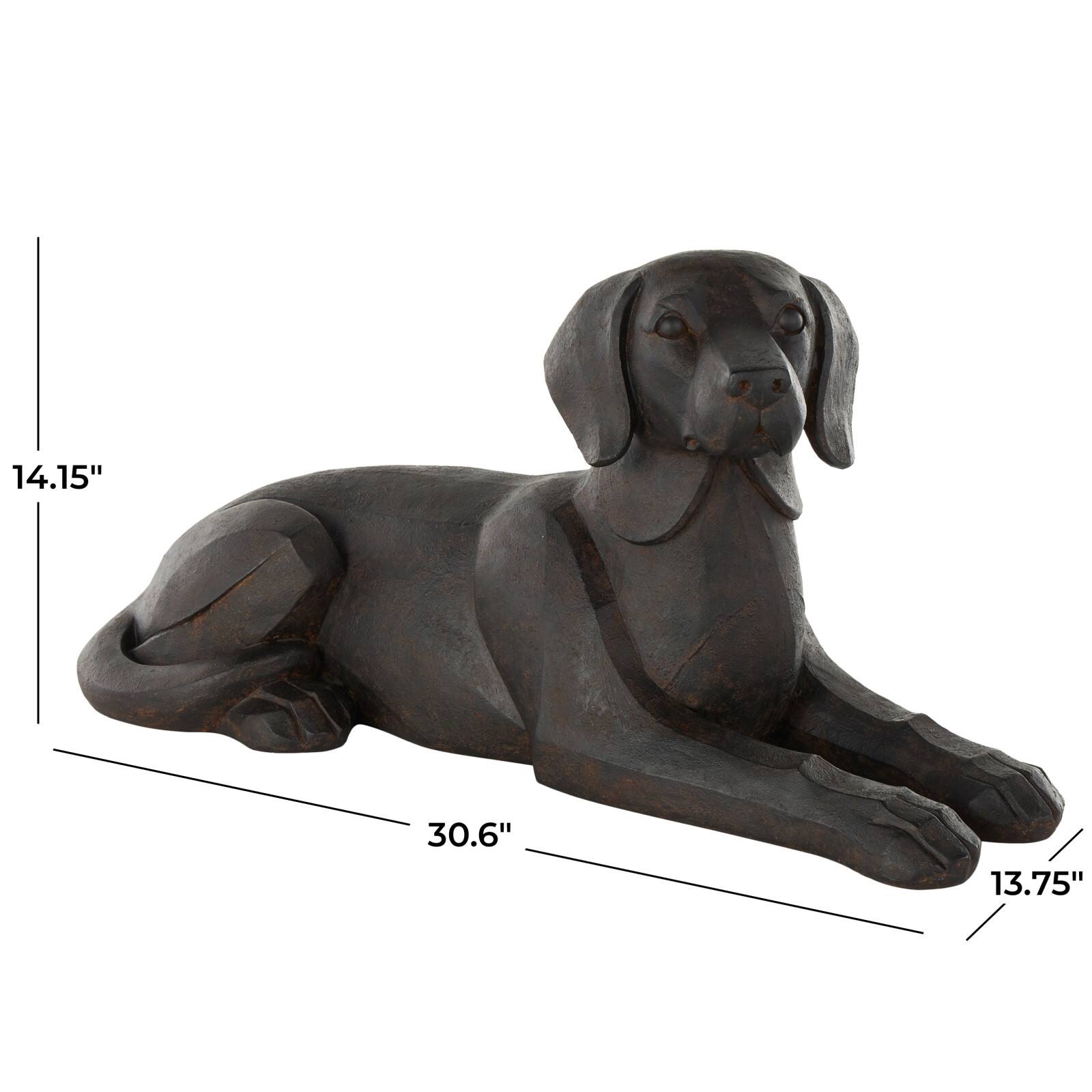 30.5" Black with Copper Shading Sitting Dog Sculpture