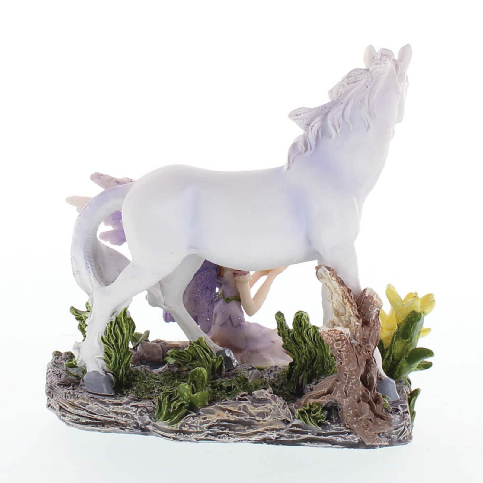 Forest Magic Fairy and Unicorn Figurine 5.25" x 4.25" x 5"
