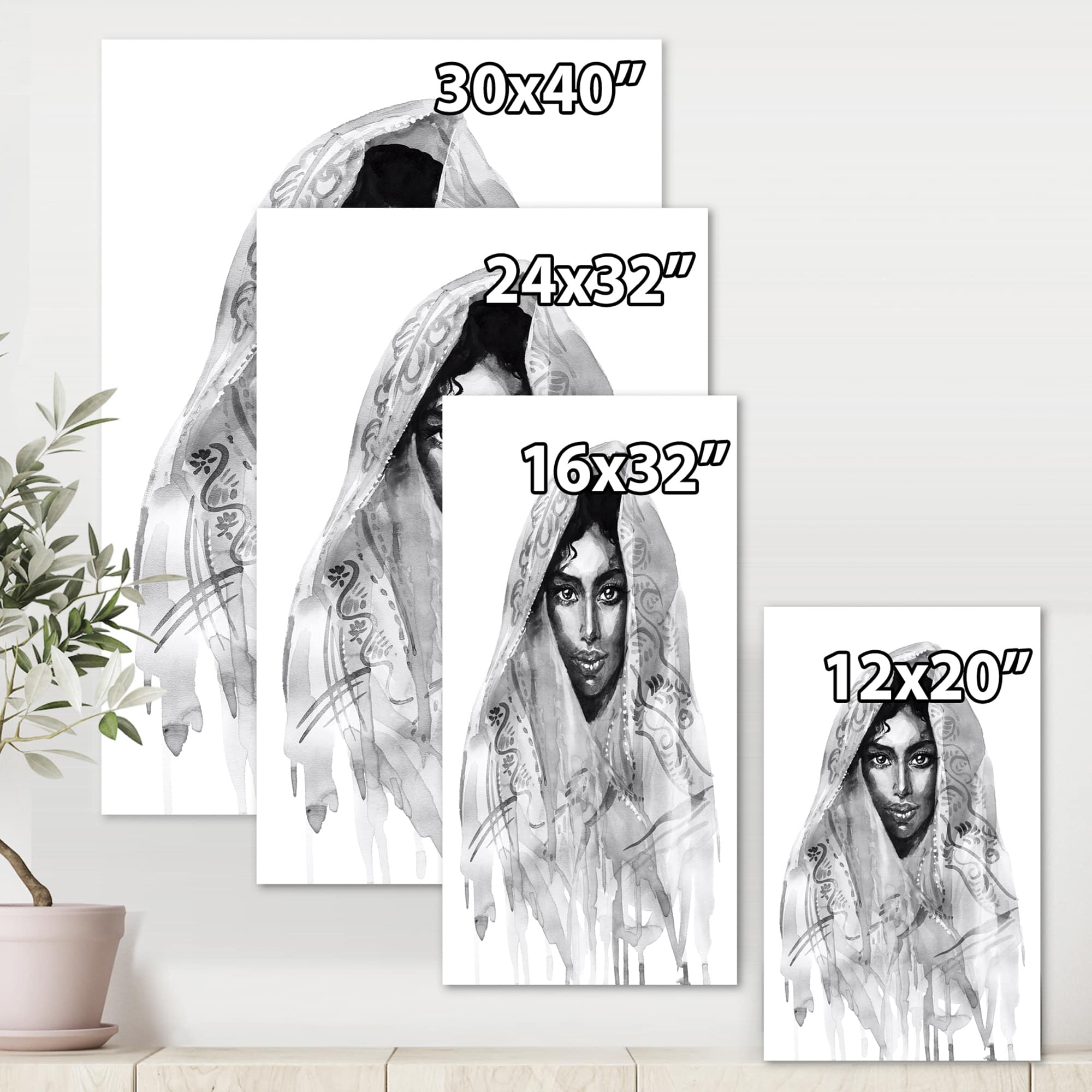Designart - Monochrome Portrait of Young Indian Woman I