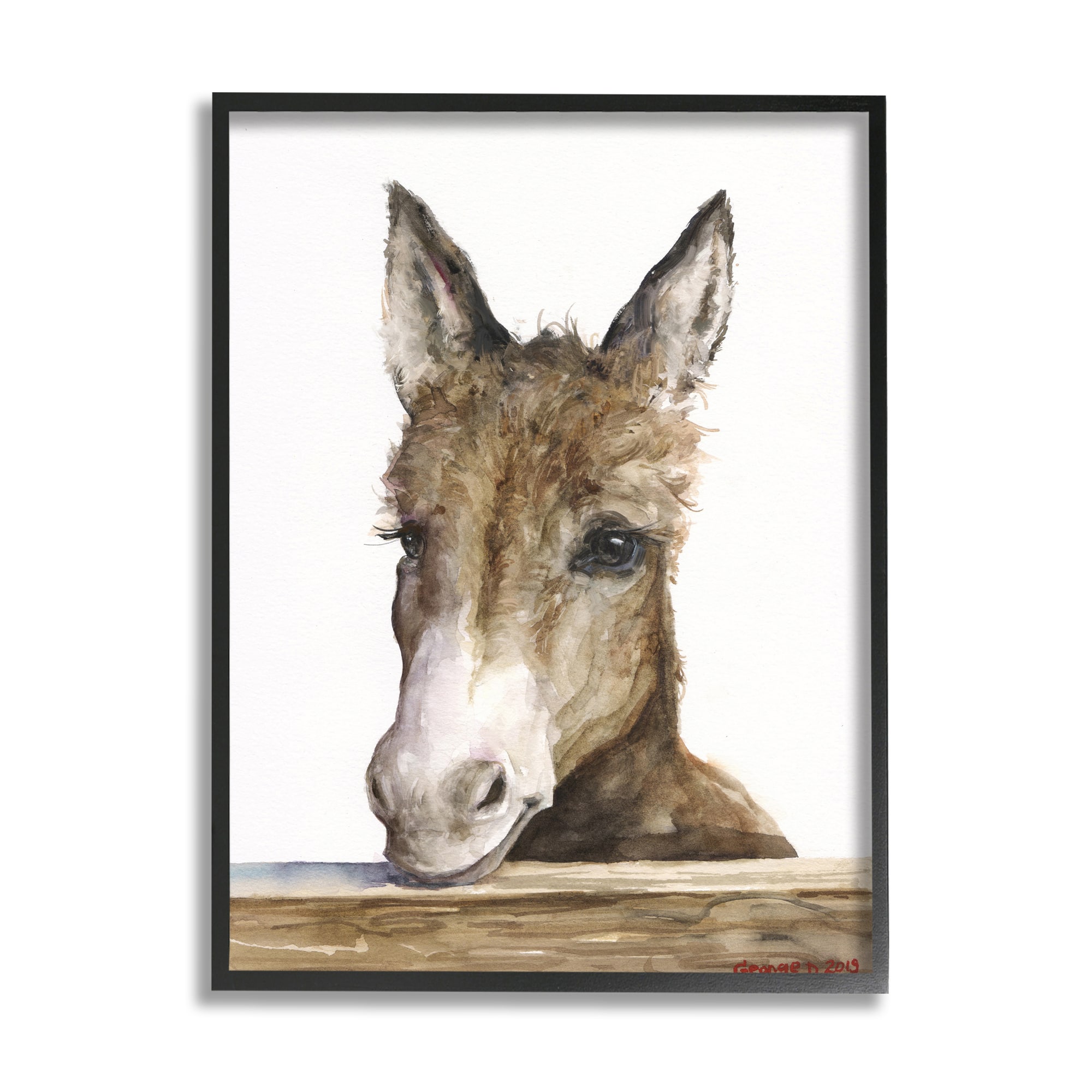 Stupell Industries Baby Donkey Portrait Wall Art in Frame