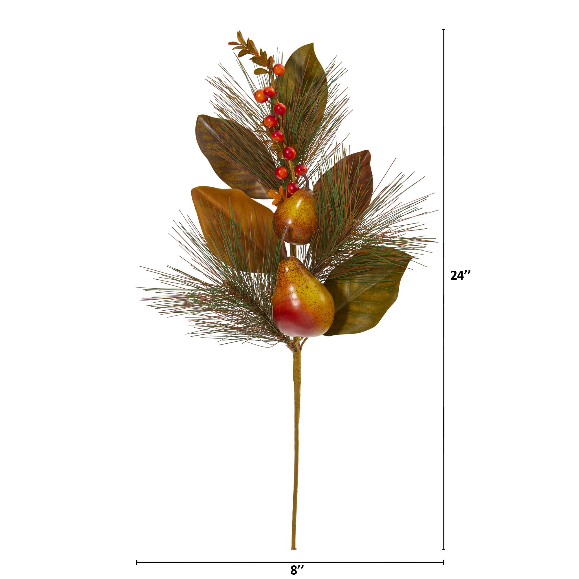 24" Pear, Pine & Magnolia Leaf Pick, 6ct.
