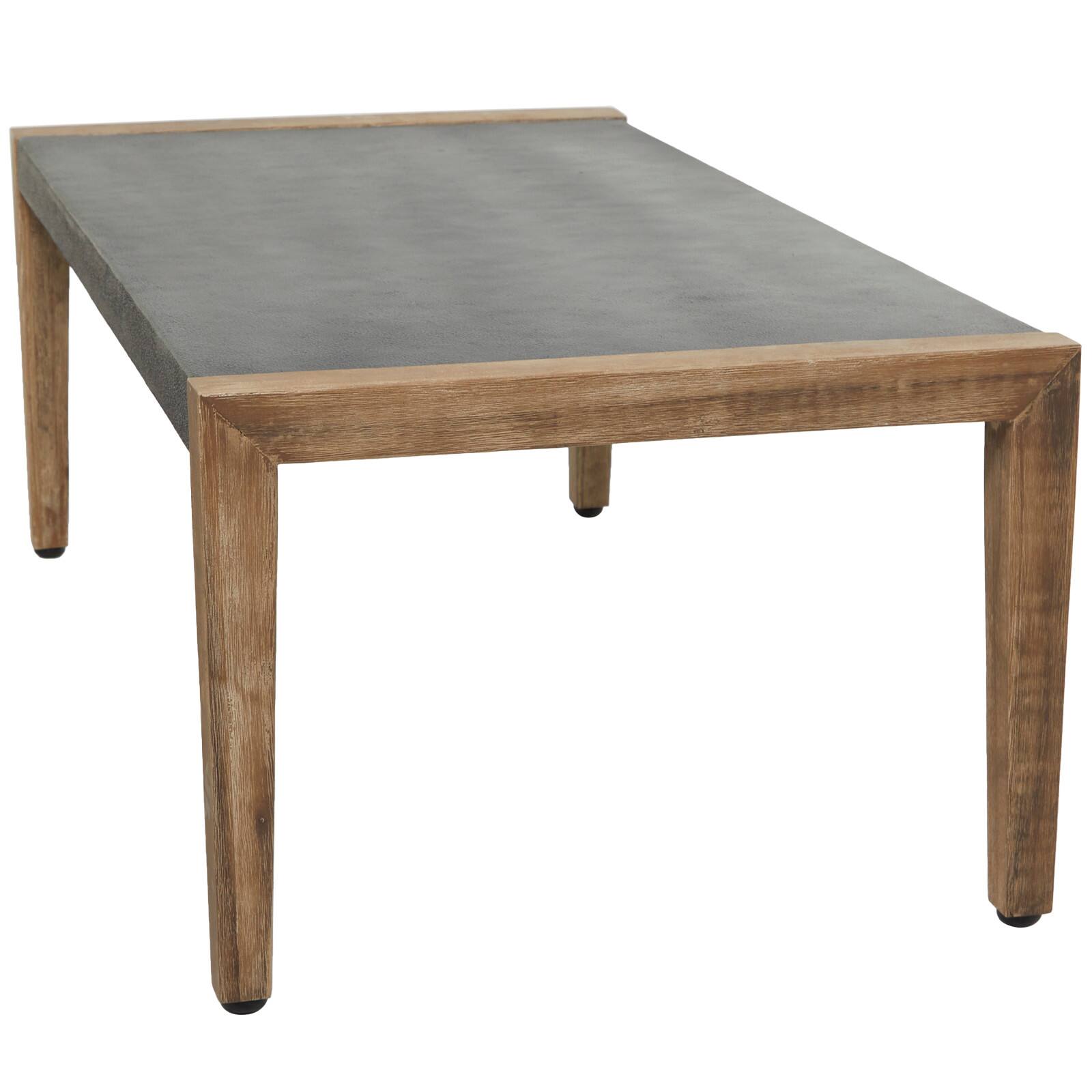 44" Dark Gray Wood Outdoor Coffee Table With Wood Legs