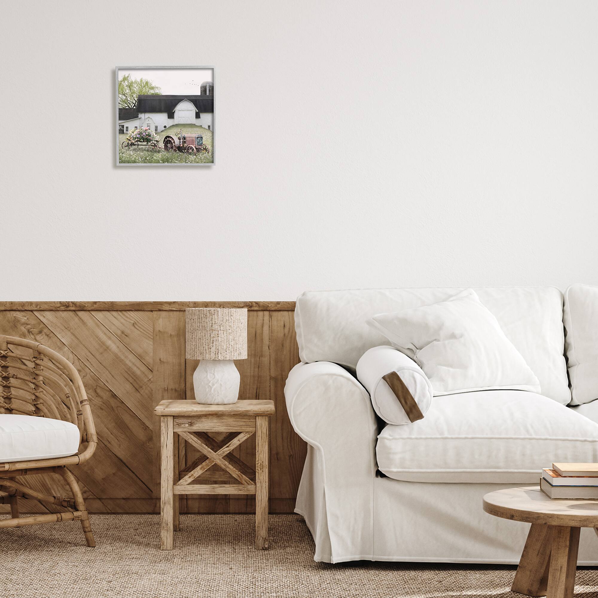 Stupell Industries Floral Tractor and Flower Field Barn Framed Giclee Art