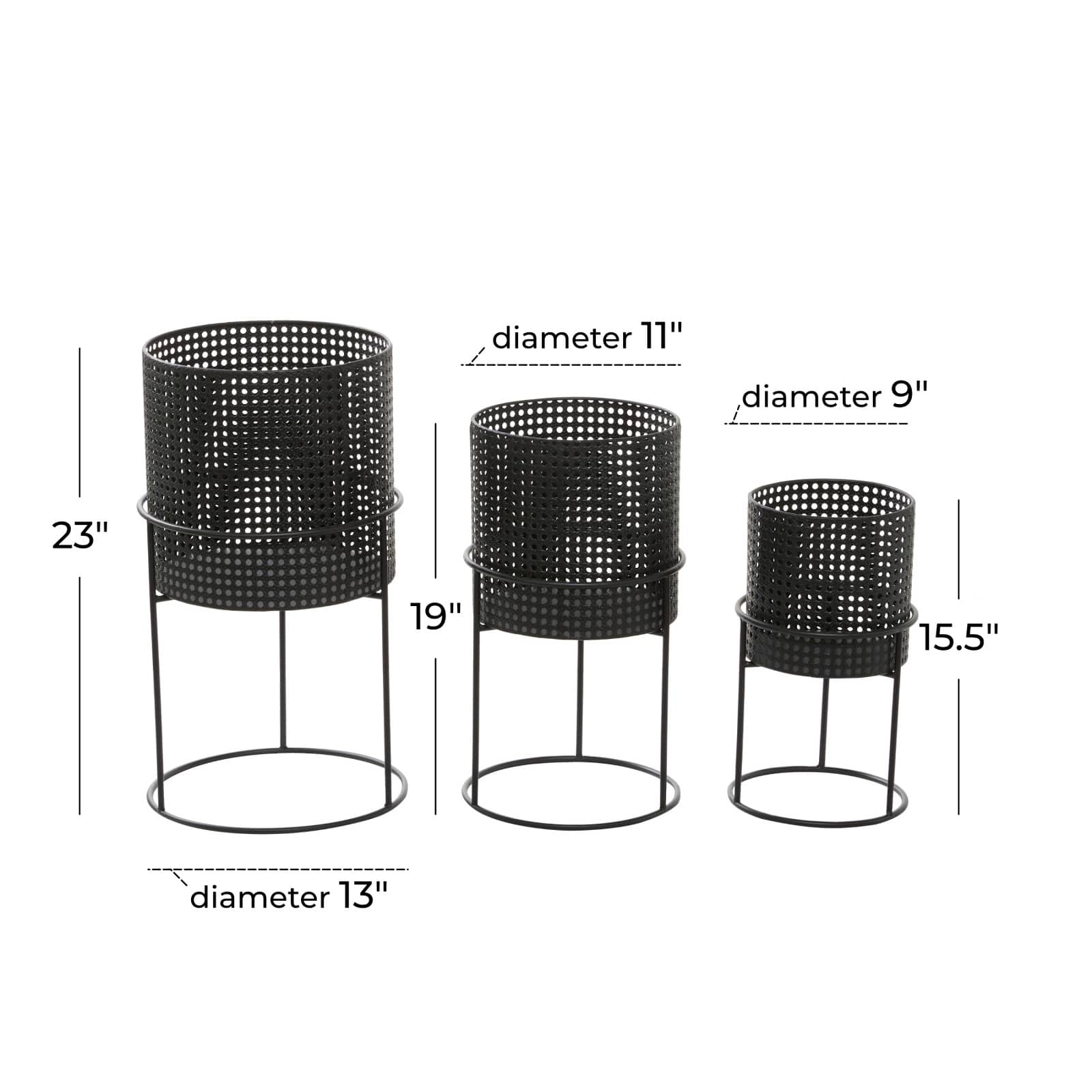 CosmoLiving by Cosmopolitan Black Metal Chic Planter Set