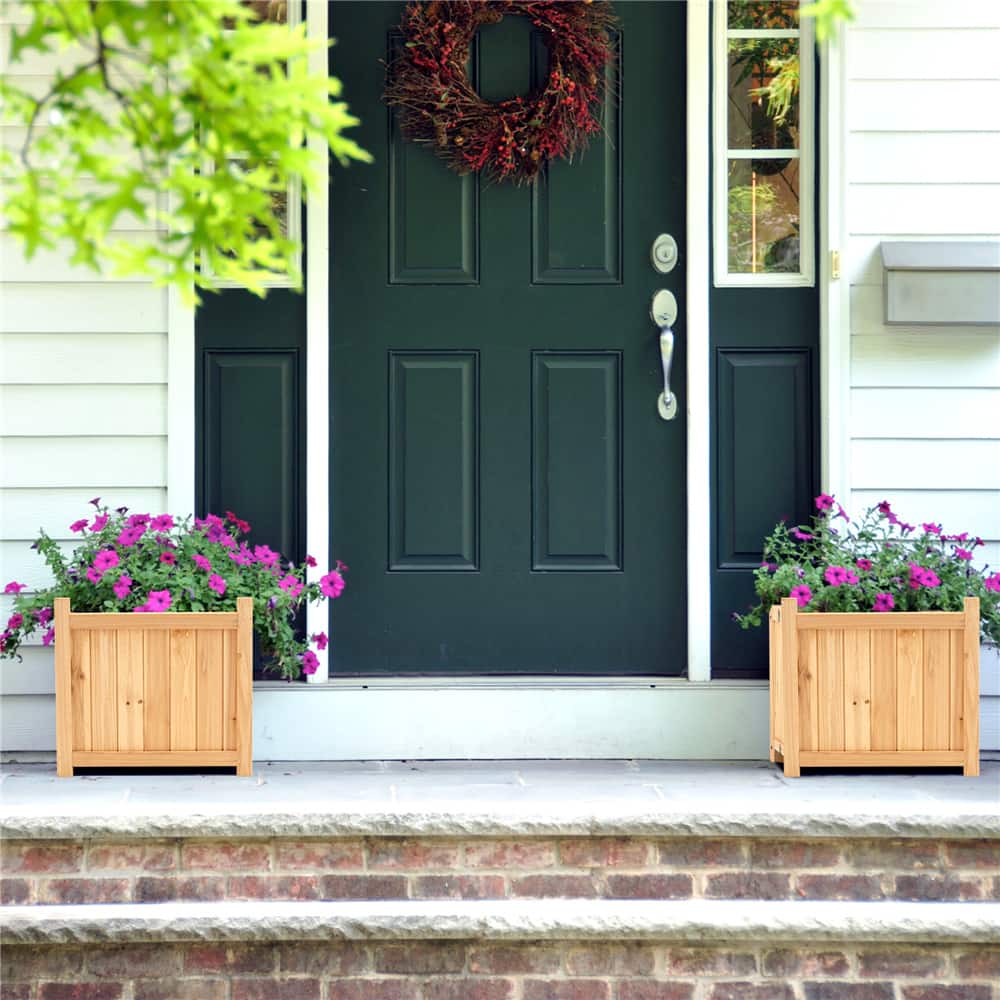Costway 15" Elevated Outdoor Folding Wooden Planter Box with Removable Bottom