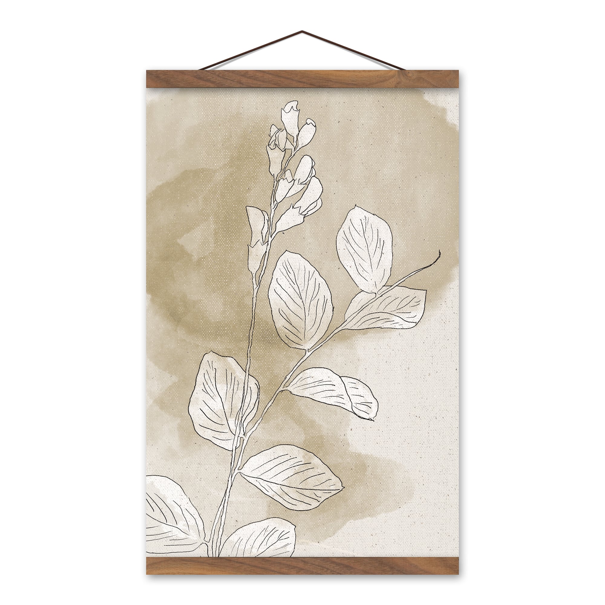 Watercolor Gold Leaf Teak Hanging Canvas