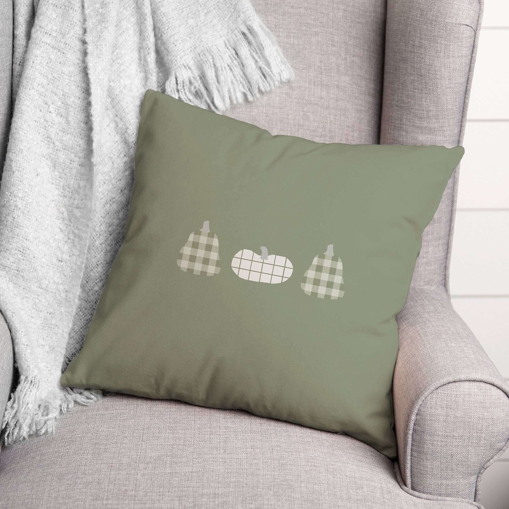 Sage Plaid Pumpkin Pillow