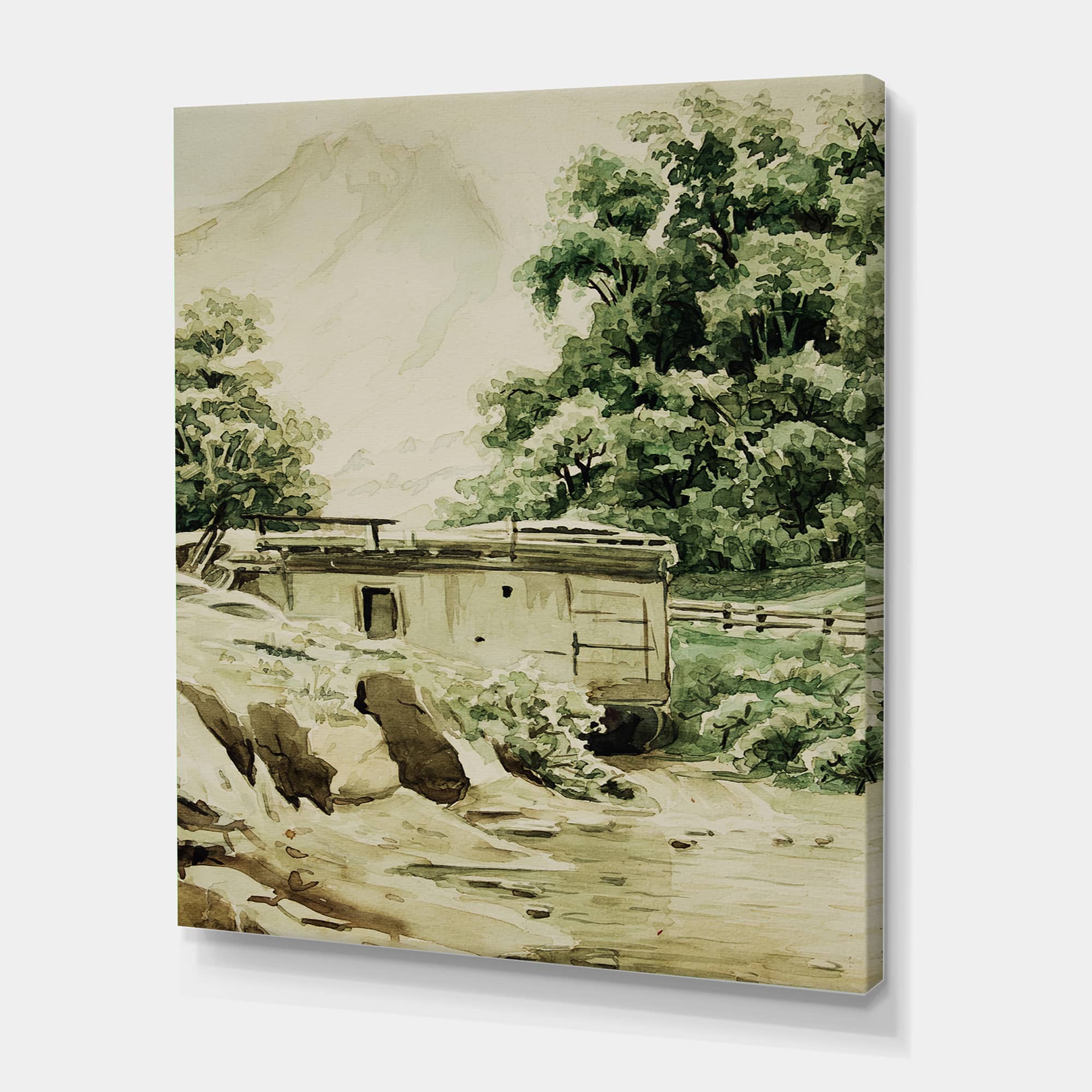Designart - Cabin In The Mountains - Cabin & Lodge Canvas Wall Art Print