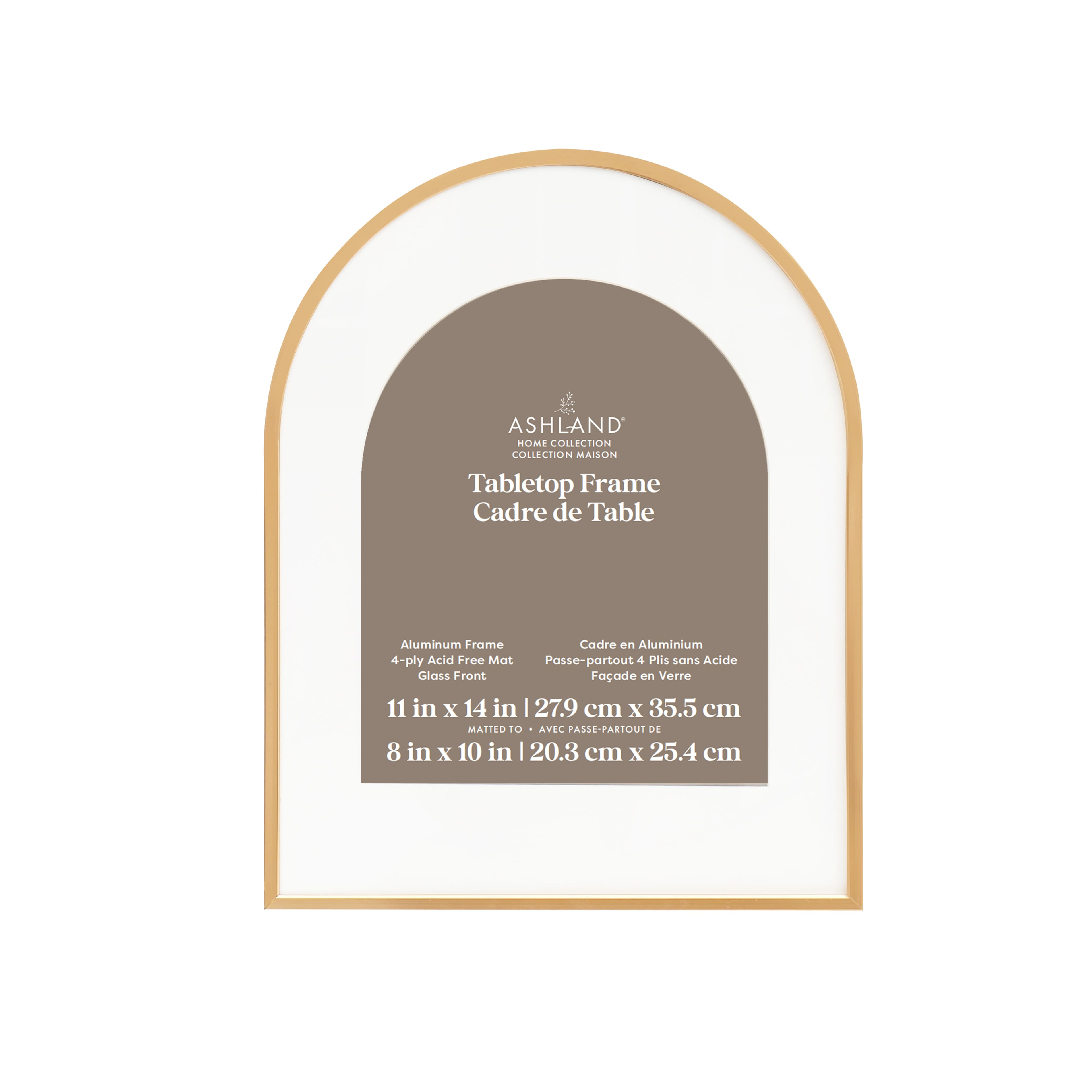 Home 8" x 10" Gold Aluminum Arch Tabletop Frame with Mat by Ashland®