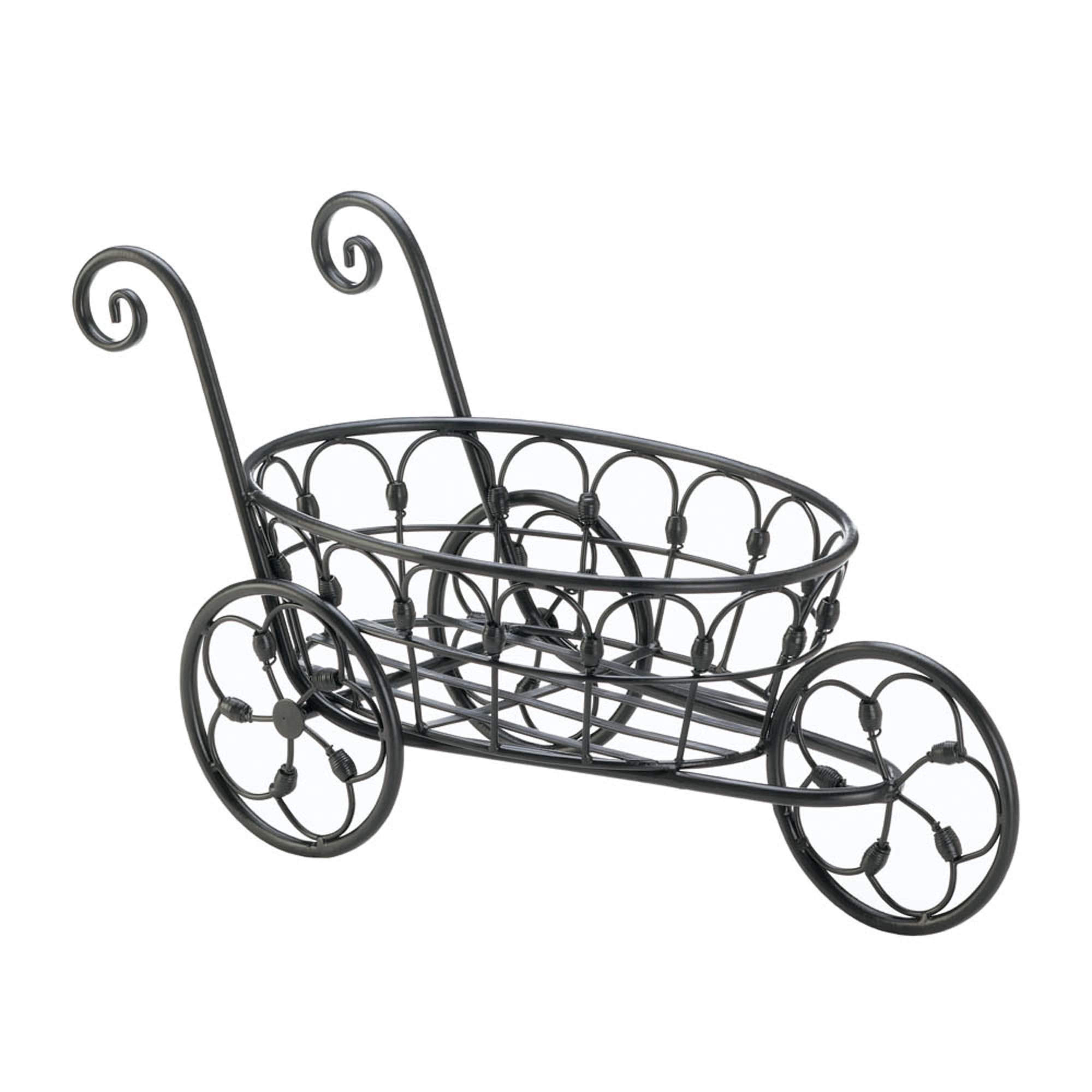 11" Black Iron Flower Cart