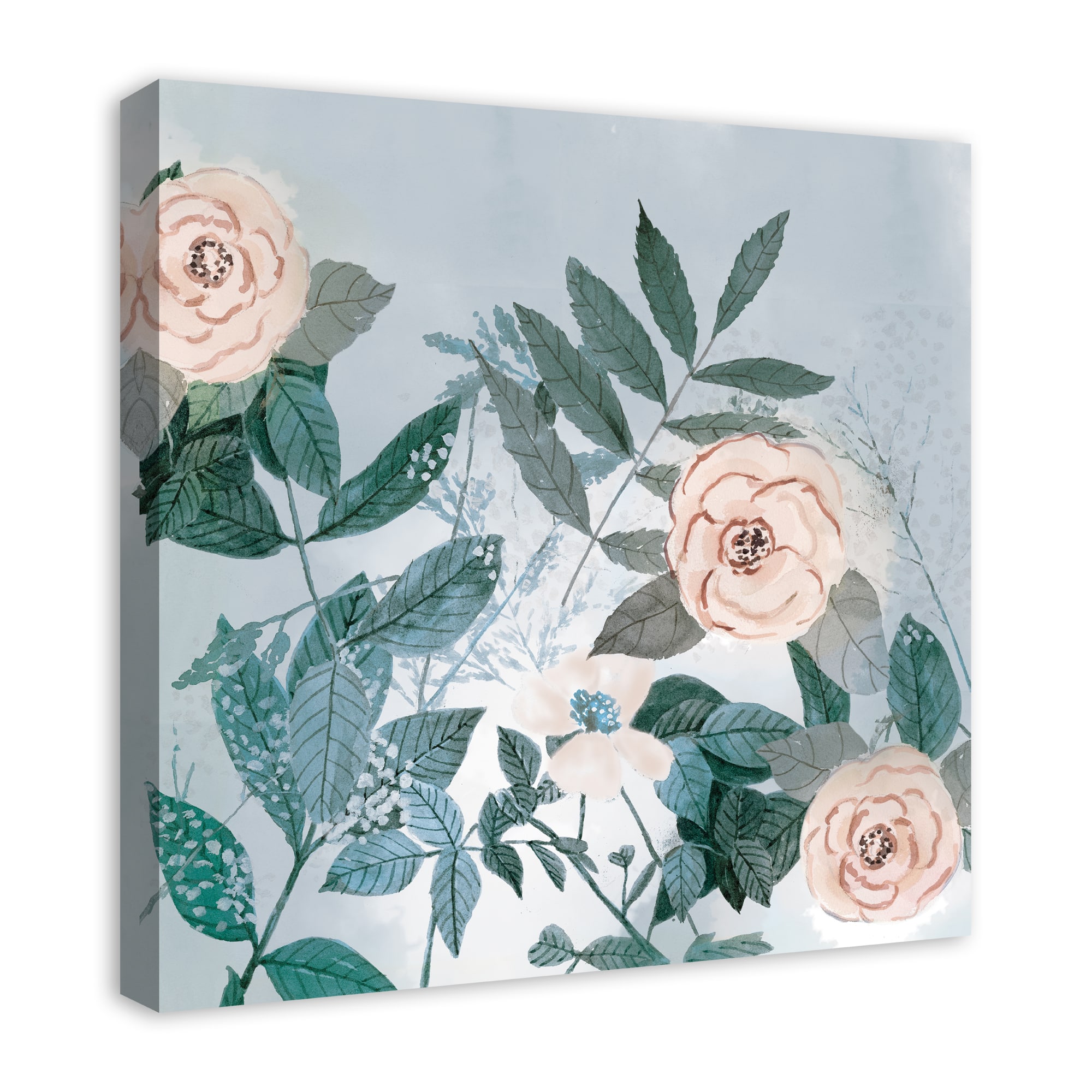 Peach and Green Botanicals 24" x 24" Canvas Wall Art