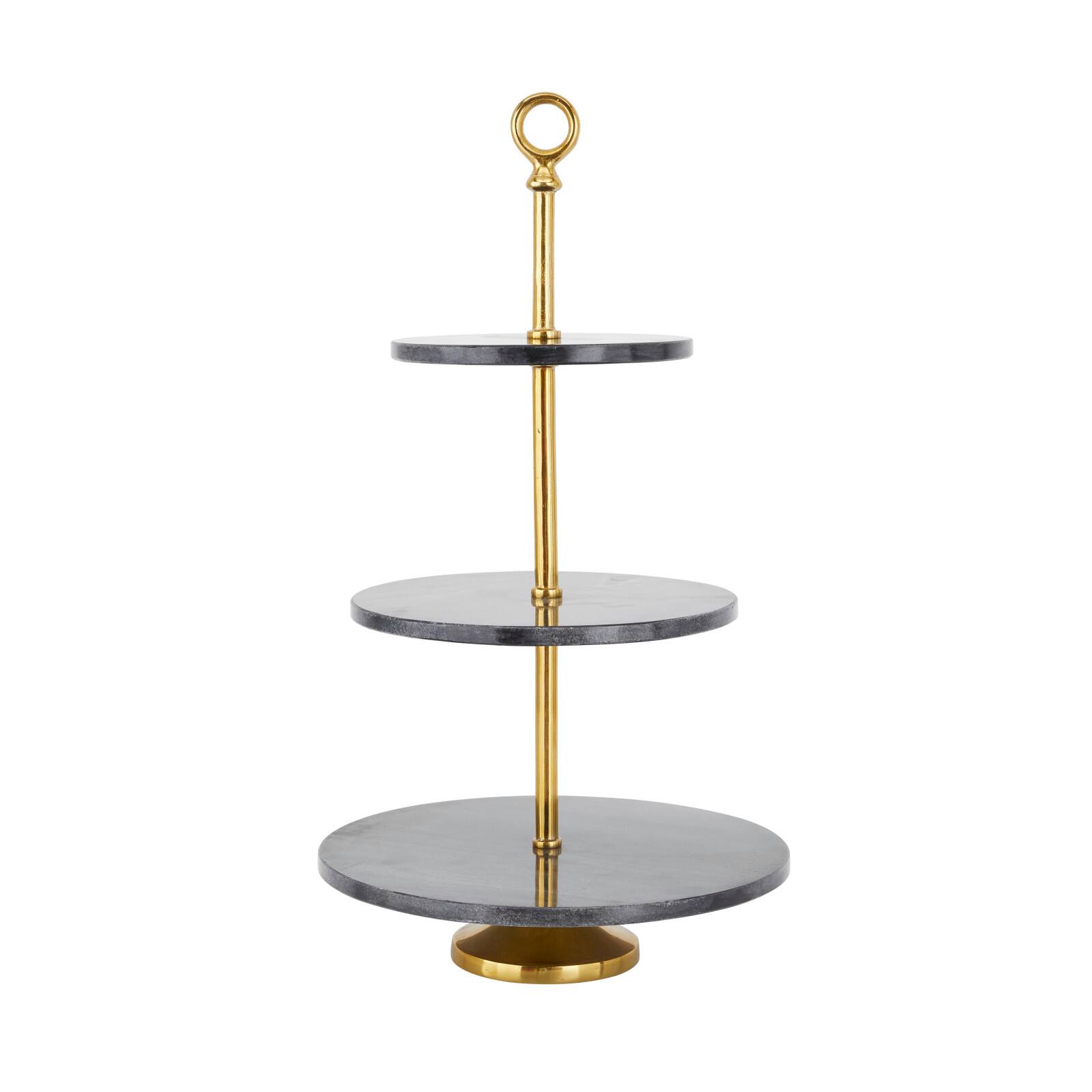 Gray Marble Natural Tiered Server, 27" x 14" x 14"