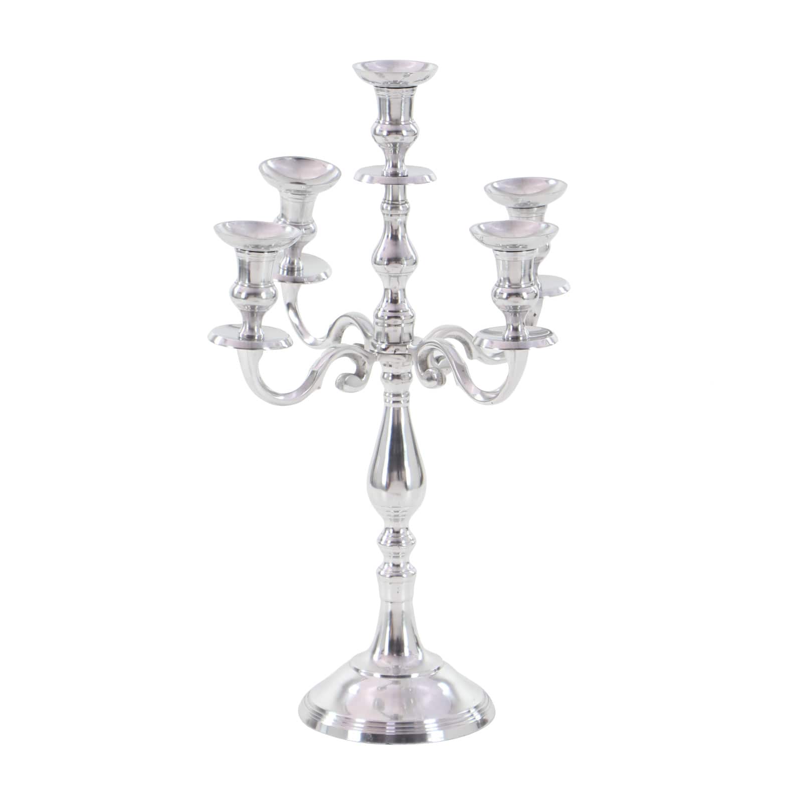 Silver Aluminum Traditional Candlestick Holders, 24" x 16" x 16"
