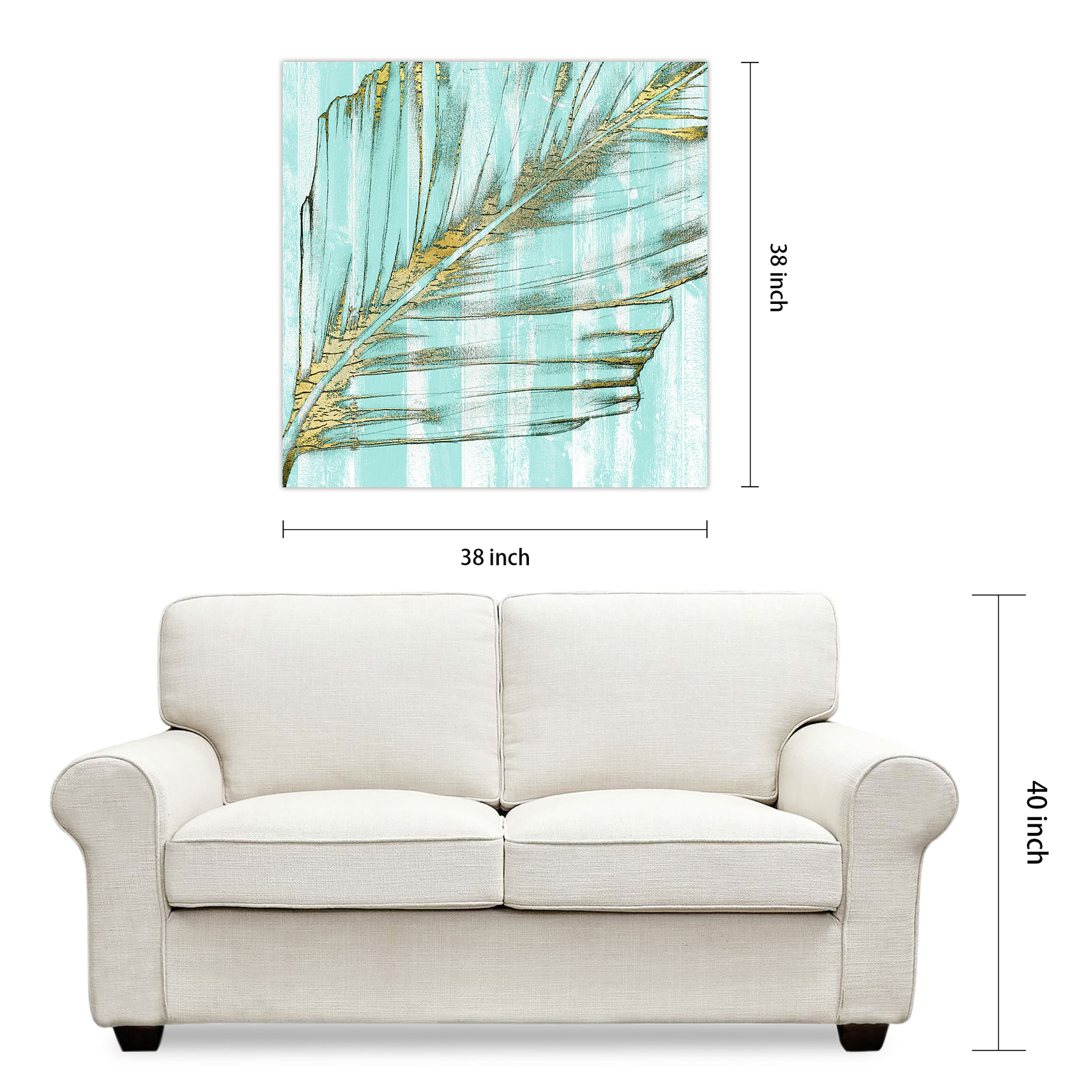 Empire Art Direct 38" x 38" Beach Frond in Gold I Frameless Free Floating Tempered Glass Wall Art