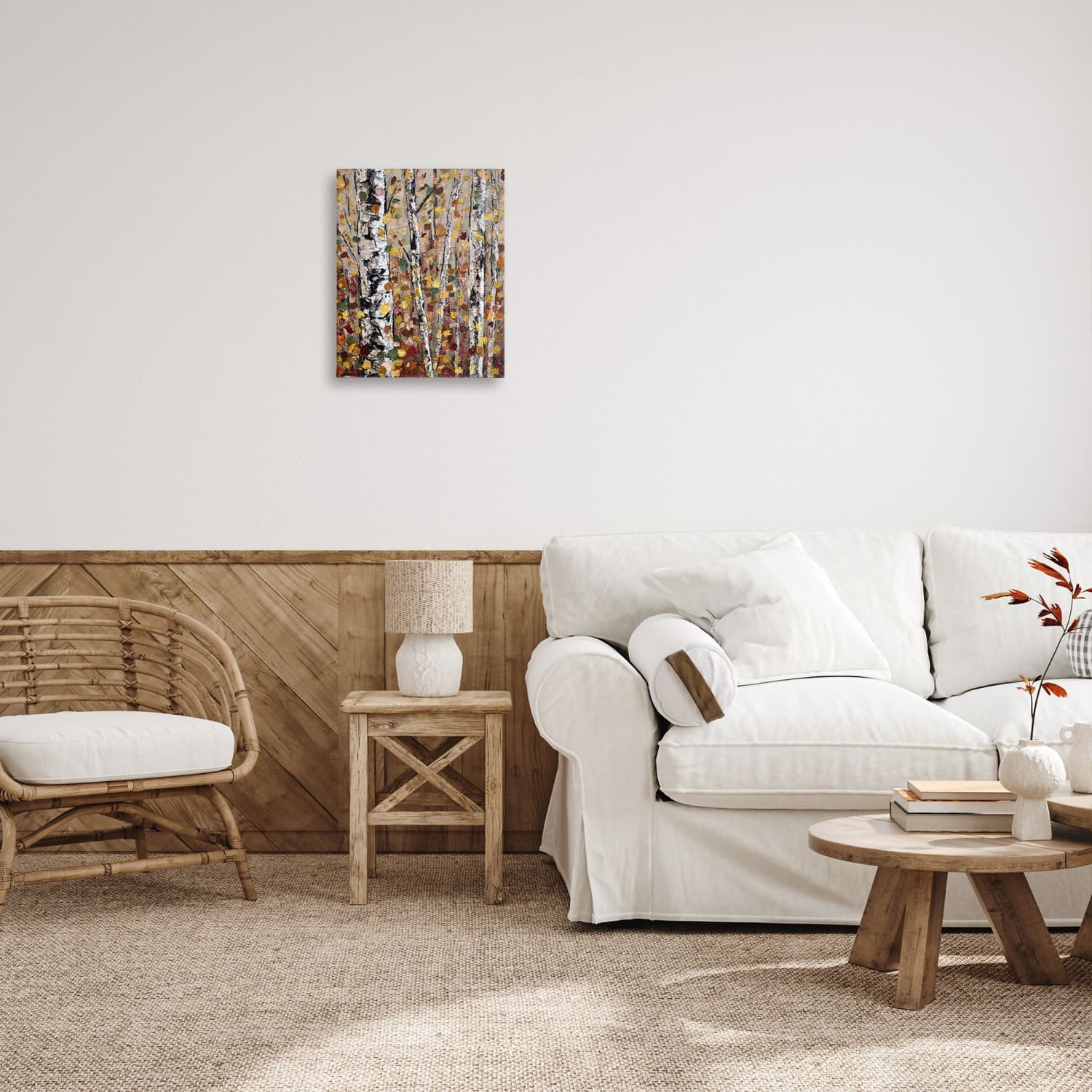 Stupell Industries Autumn Birch Trees Abstract Leaves Canvas Wall Art