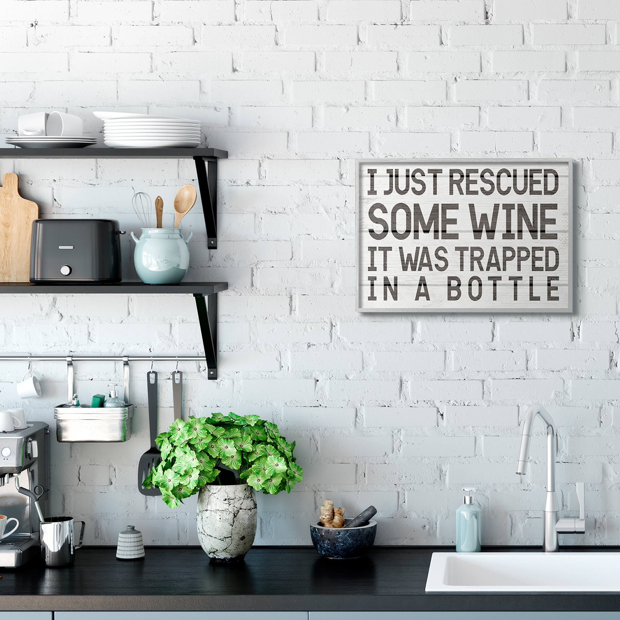 Stupell Industries Wine Trapped in Bottle Wall Accent with Gray Frame