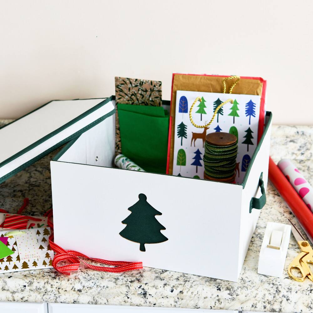 Household Essentials Holiday Green Tree Storage Box