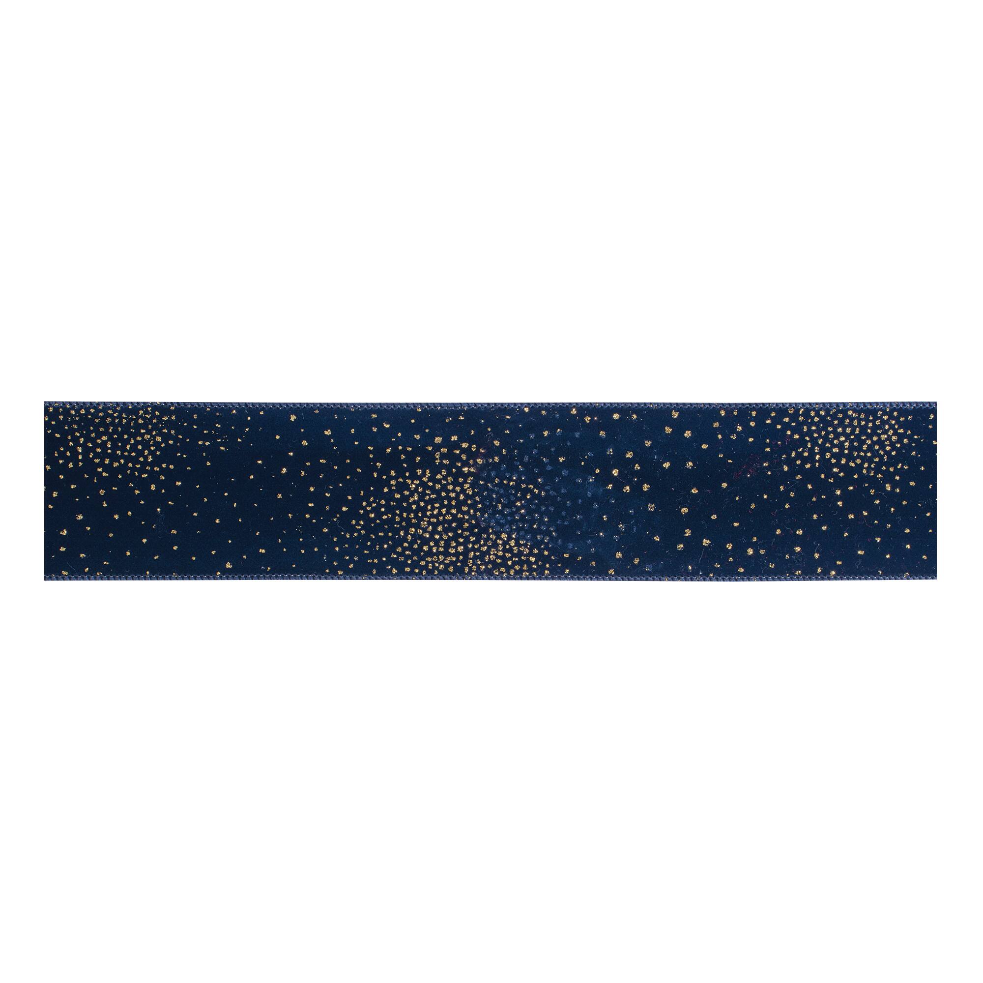 Melrose 2.5" x 10yd. Blue Speckled Wired Polyester Ribbon