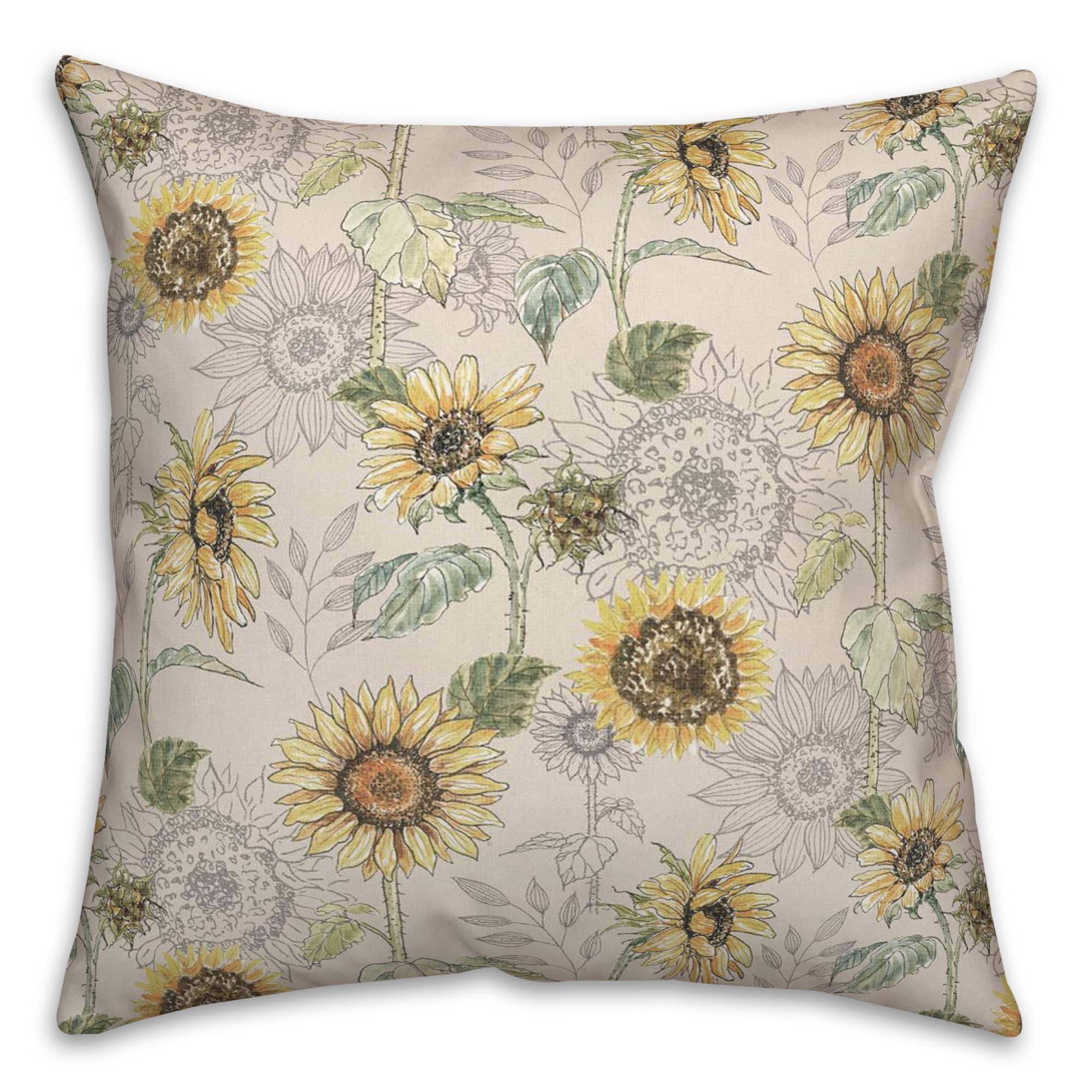 Sunflower Pattern Throw Pillow