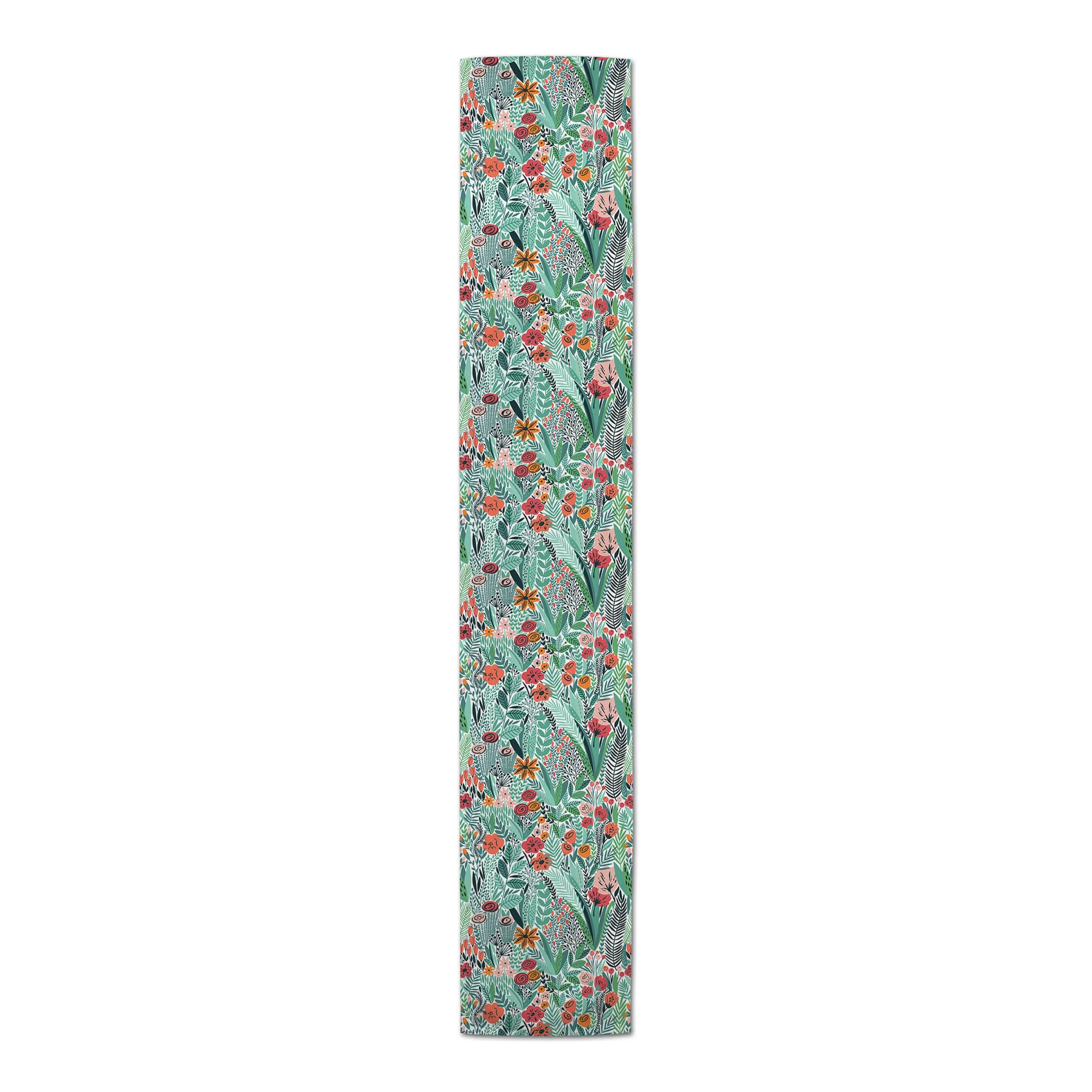 72'' Lush Floral Pattern Cotton Twill Table Runner
