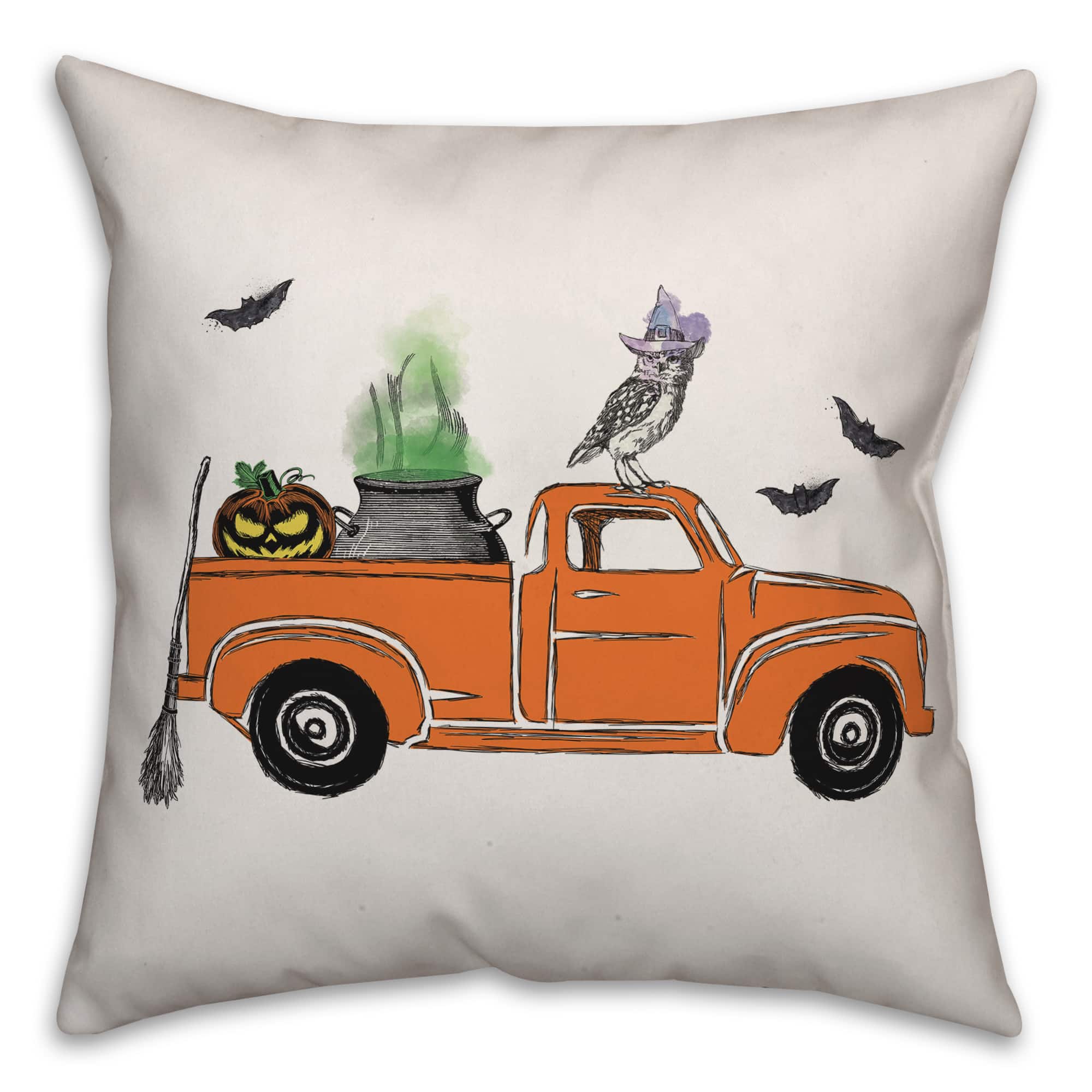 Halloween Truck Throw Pillow