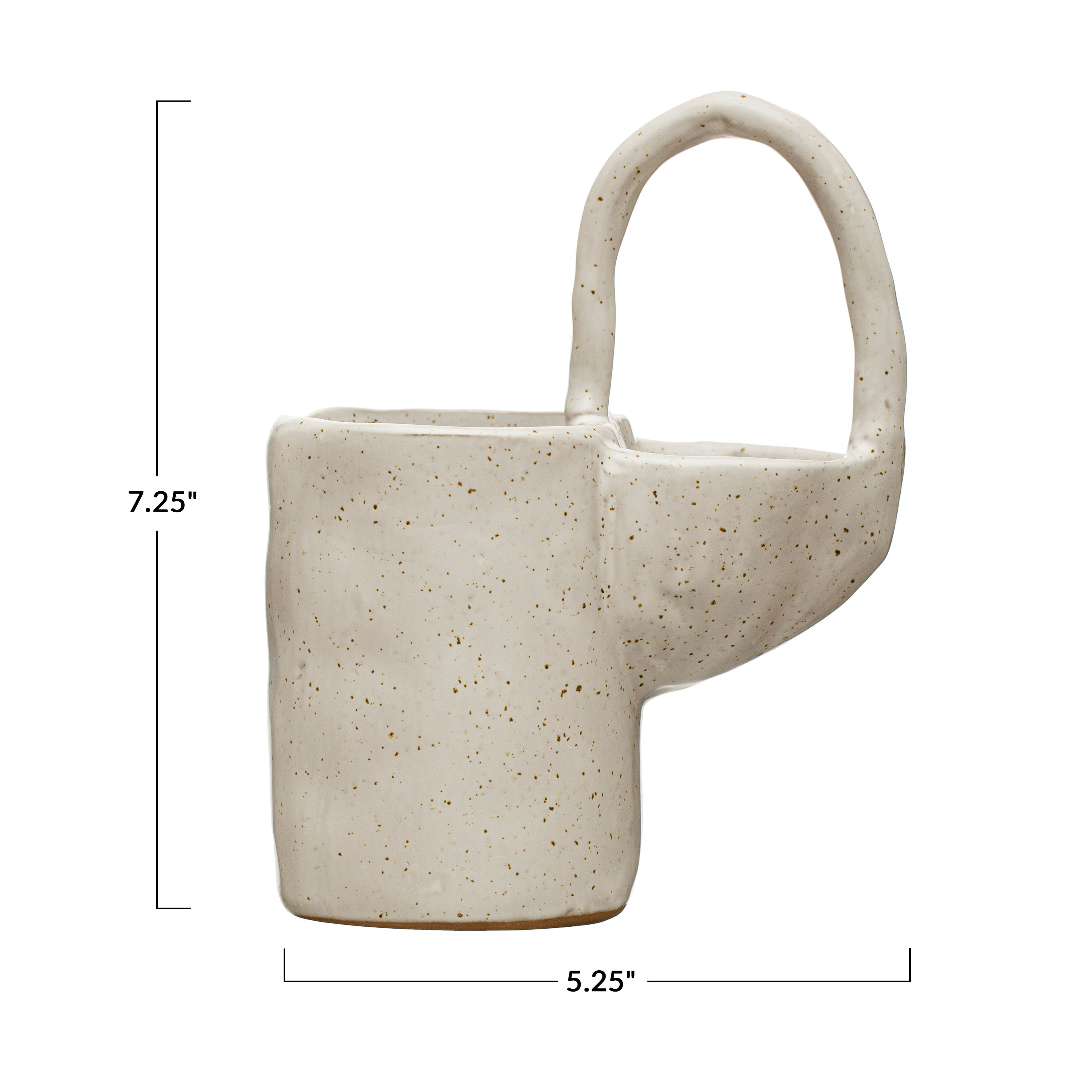 Hello Honey® 7" White Speckled Finish Stoneware Sponge and Dish Brush Holder