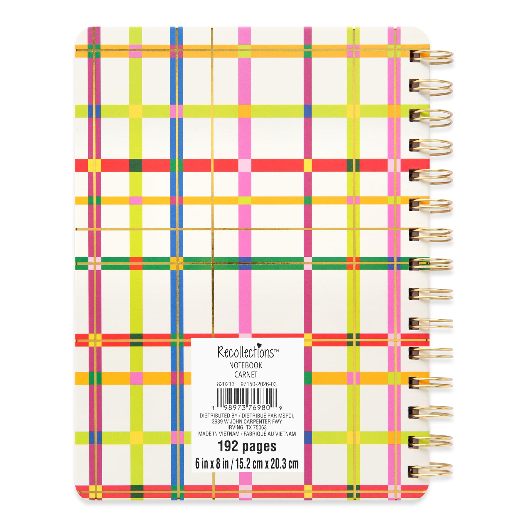 6" x 8" Bright Plaid Spiral Lined Journal by Recollections™