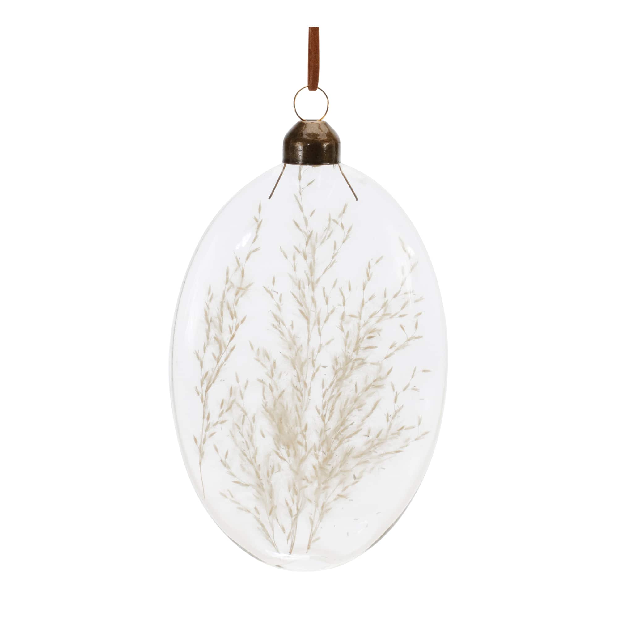 12 Pack 5.5" Natural Dried Floral Glass Ornaments