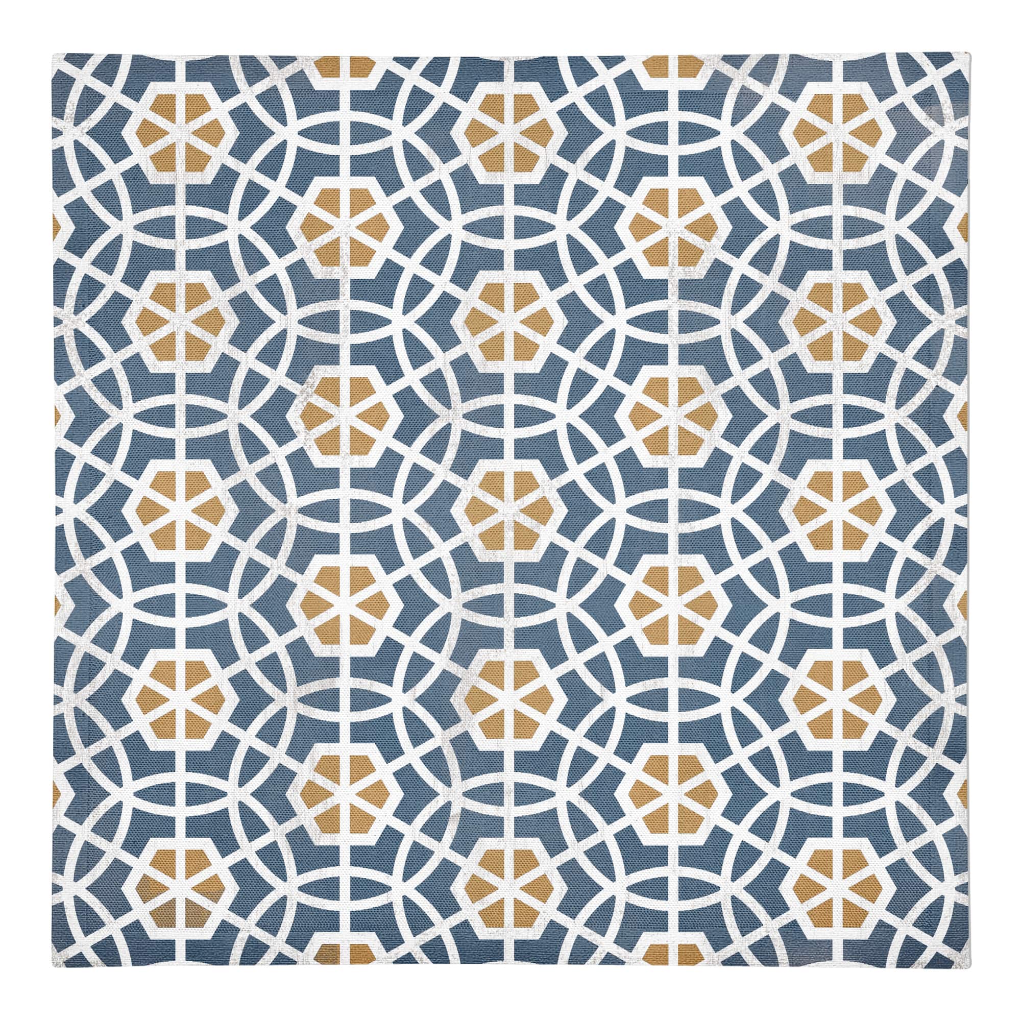 Blue and Yellow Circle Hex 10" x 10" Cotton Twill Napkin