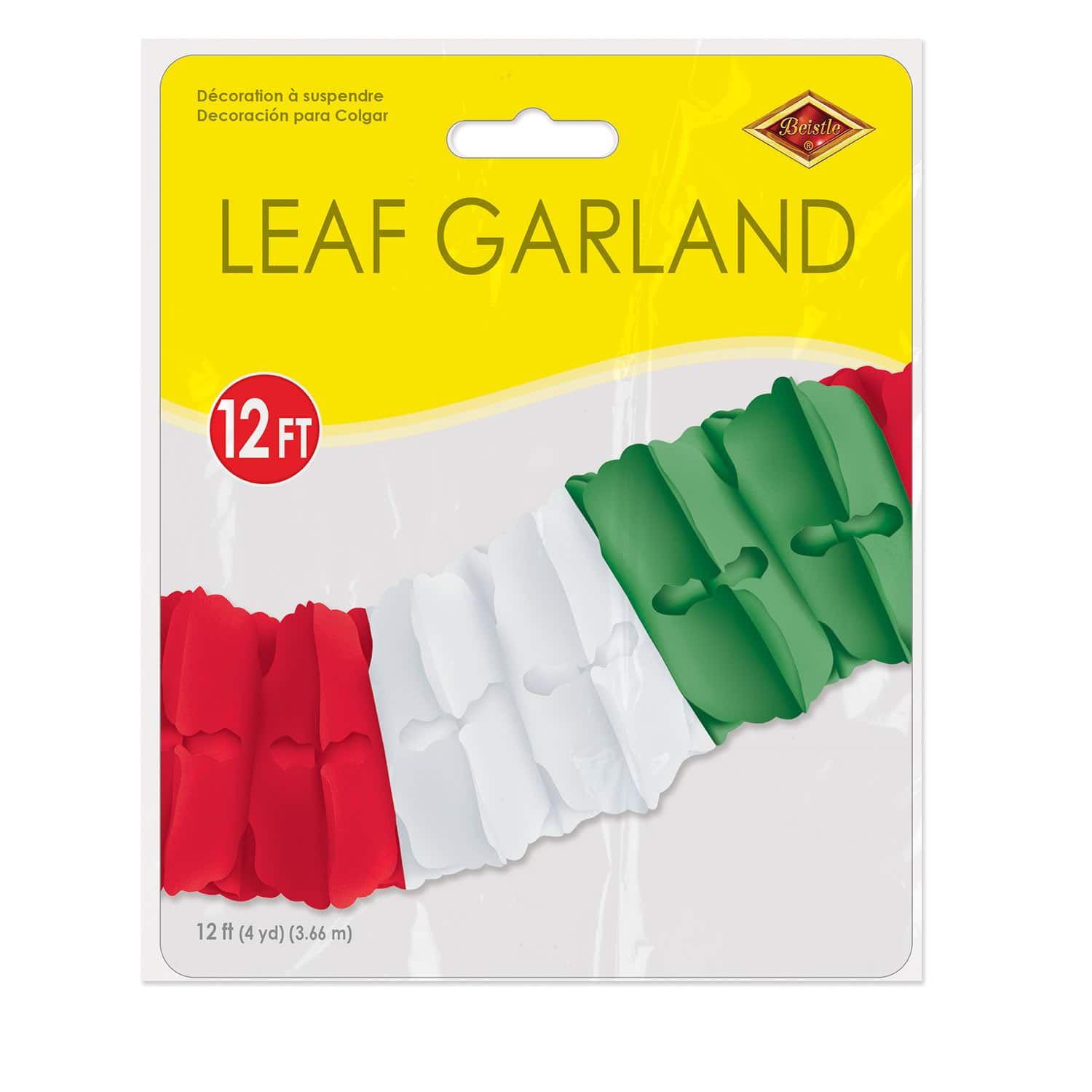Beistle 12ft. Red, White & Green Leaf Garlands, 2ct.